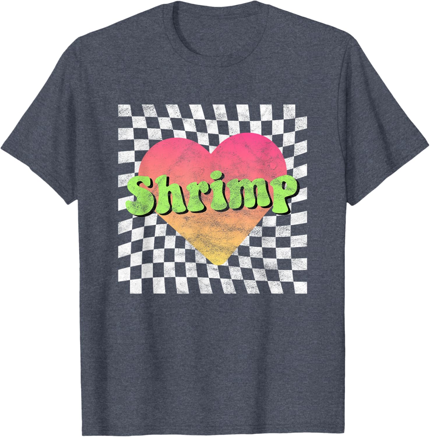 Vintage Retro Shrimp Lover Heart T-Shirt for Seafood Fans - 4