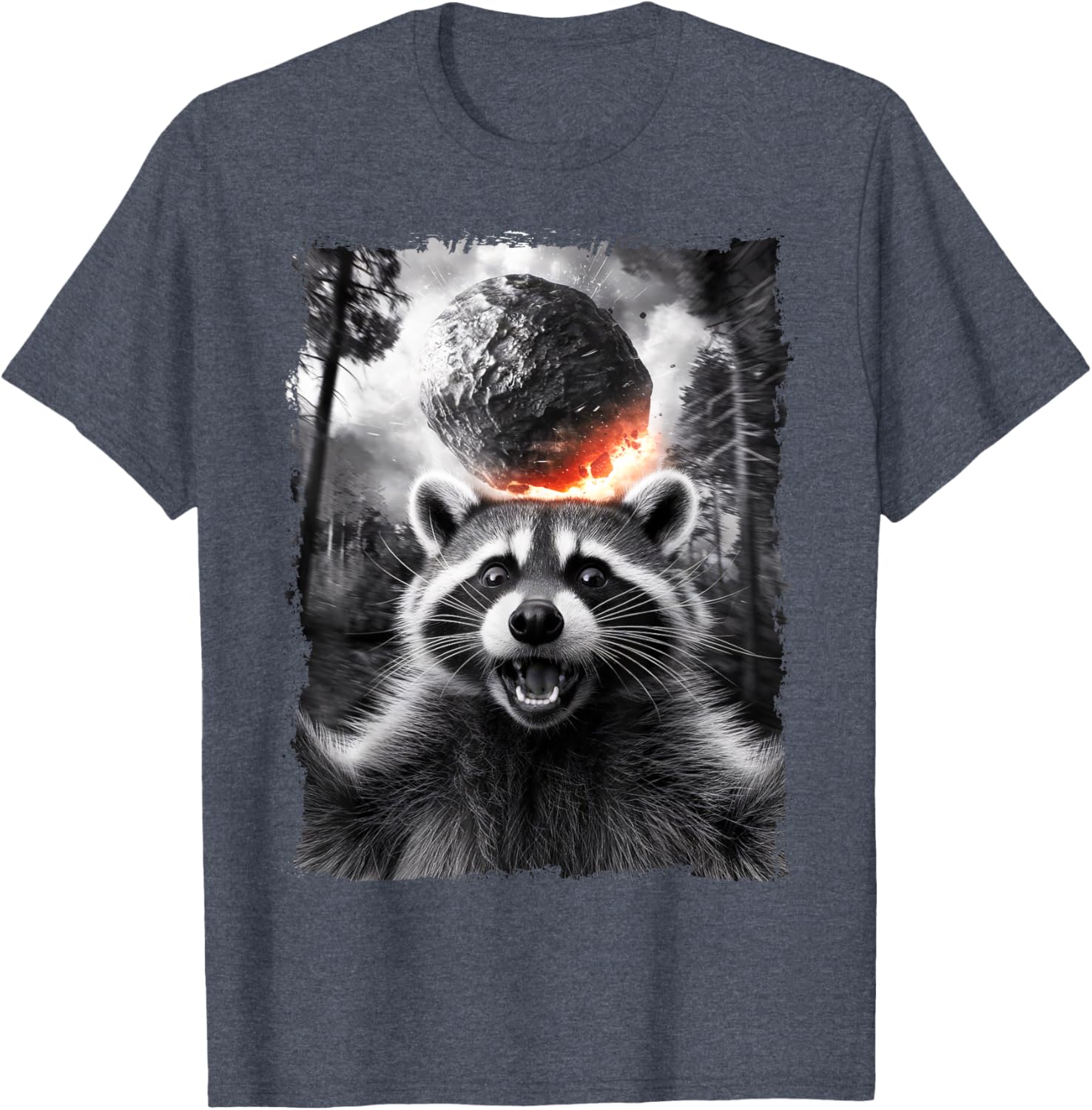 2024 Raccoon Asteroid Impact Selfie Photo T-Shirt for Fun Earth Lovers - 4