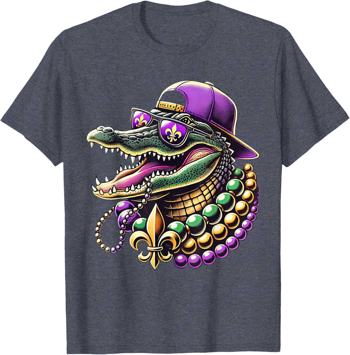 Unisex Mardi Gras T-Shirt - Cartoon Pattern Black Short Sleeve Tee - 6