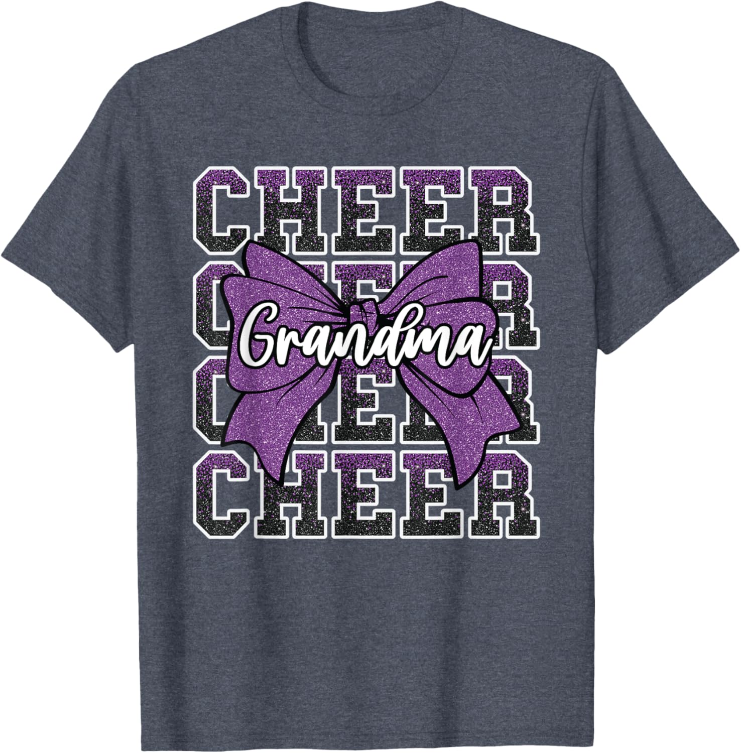 Cheer Grandma Bow Sport Purple T-Shirt for Cheerleaders and Fans - 4