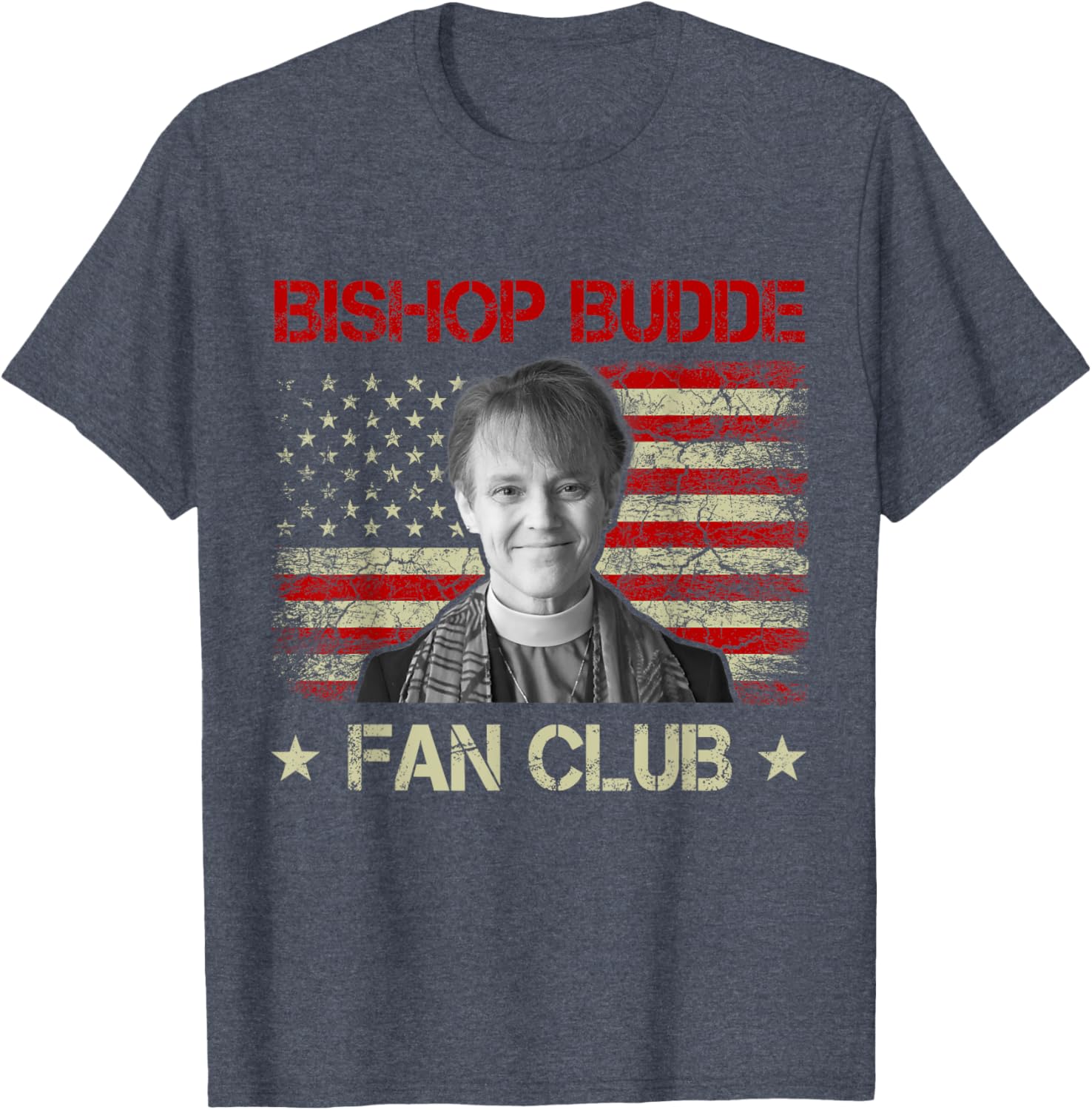 Bishop Budde Fan Club Vintage US Flag T-Shirt for Proud Supporters - 1