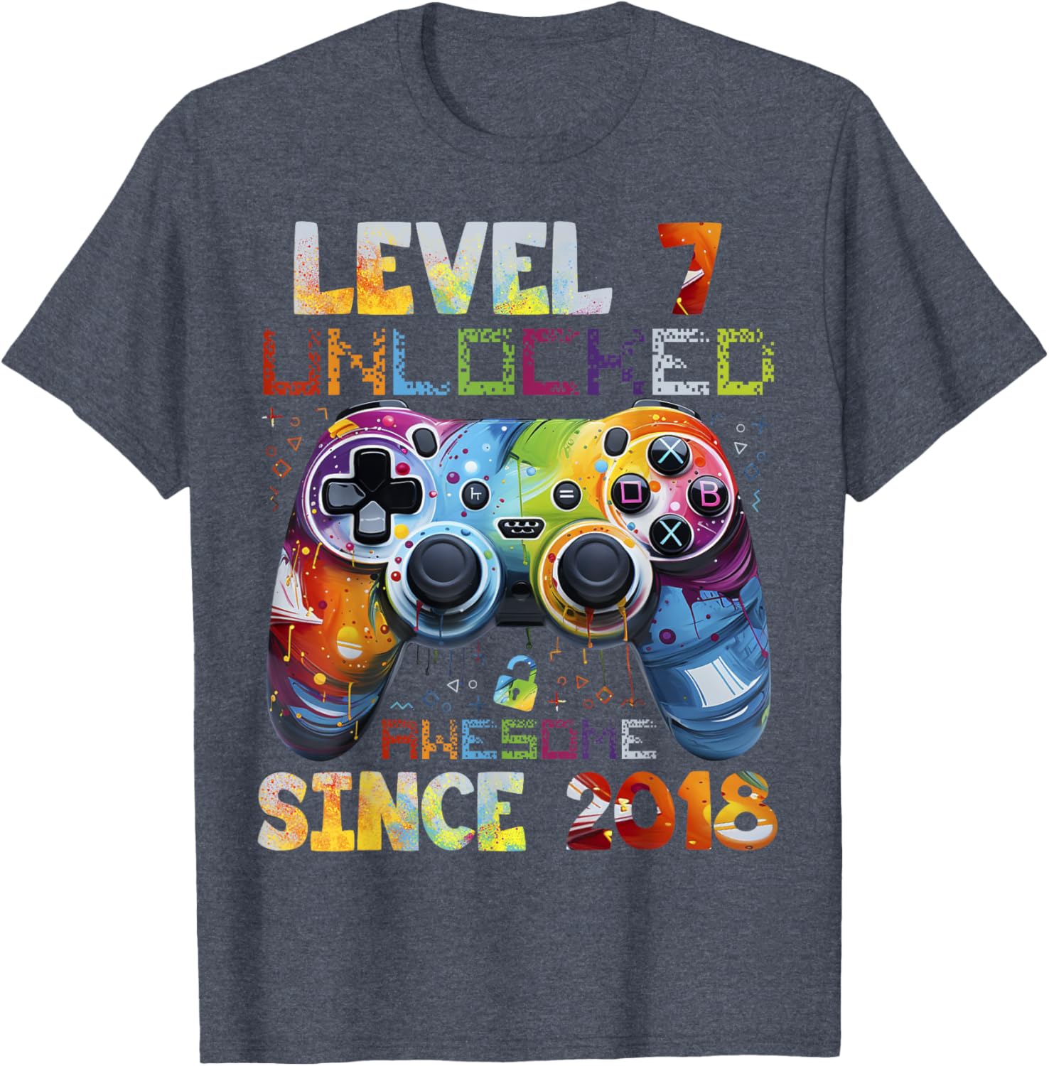 Cool 7th Birthday Boy Gamer T-Shirt Level 7 Video Game Party Gift - 4