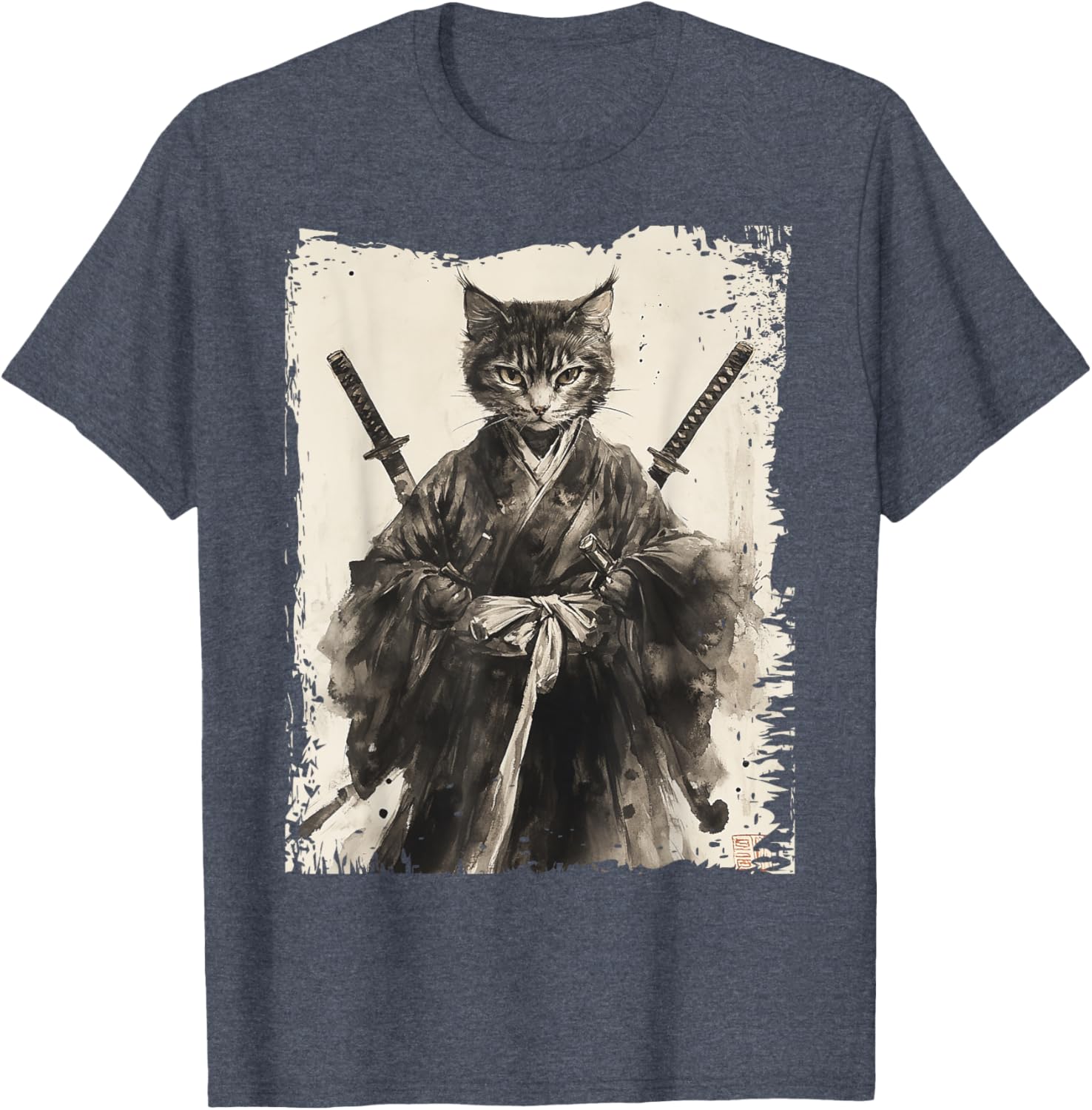 Samurai Cat Vintage Ukiyo-e Warrior Graphic Tee for Men and Women - 7