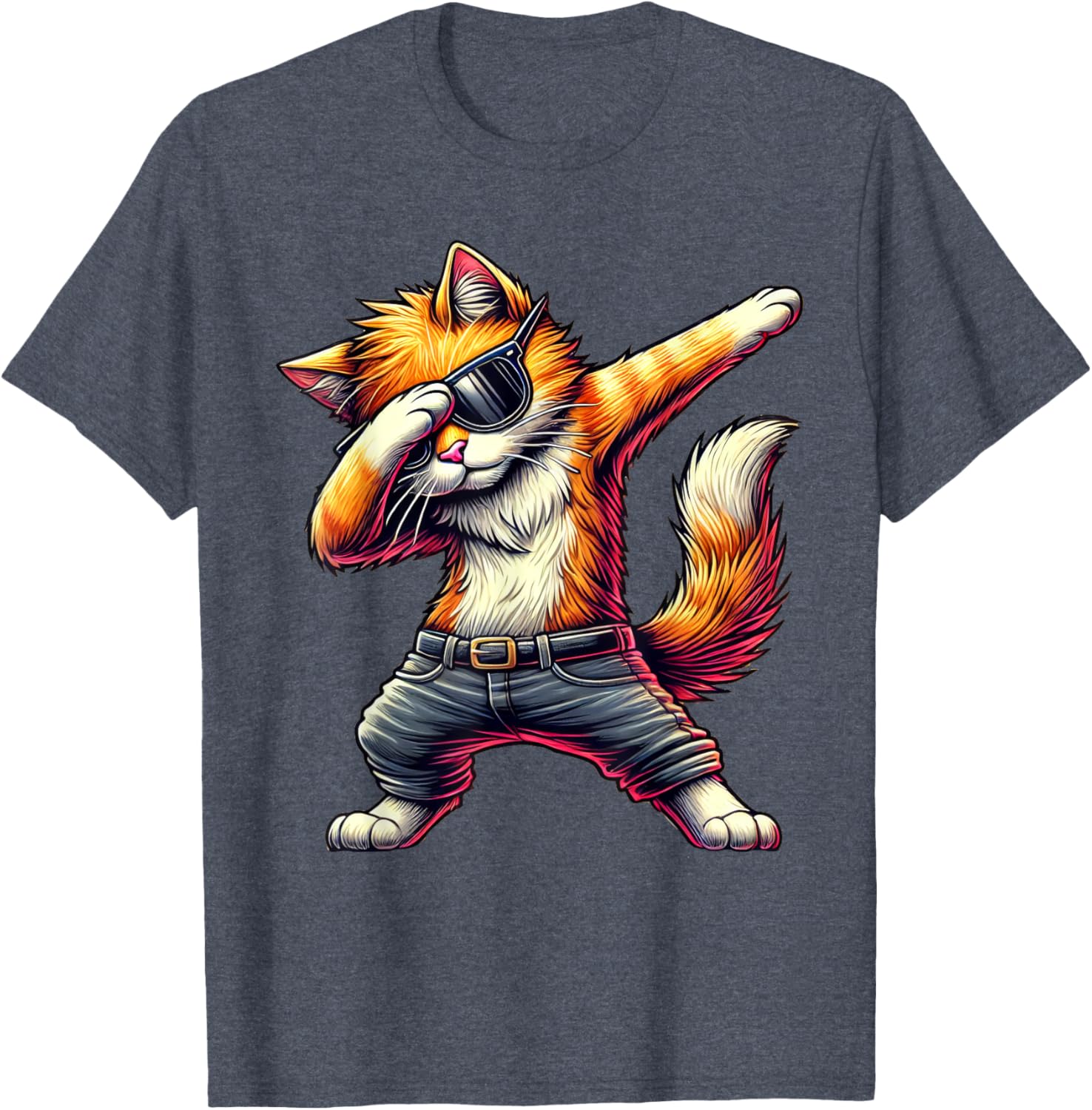 Cool Cat Dabbing in Sunglasses T-Shirt for Cat Lovers and Fashion Fans - 5