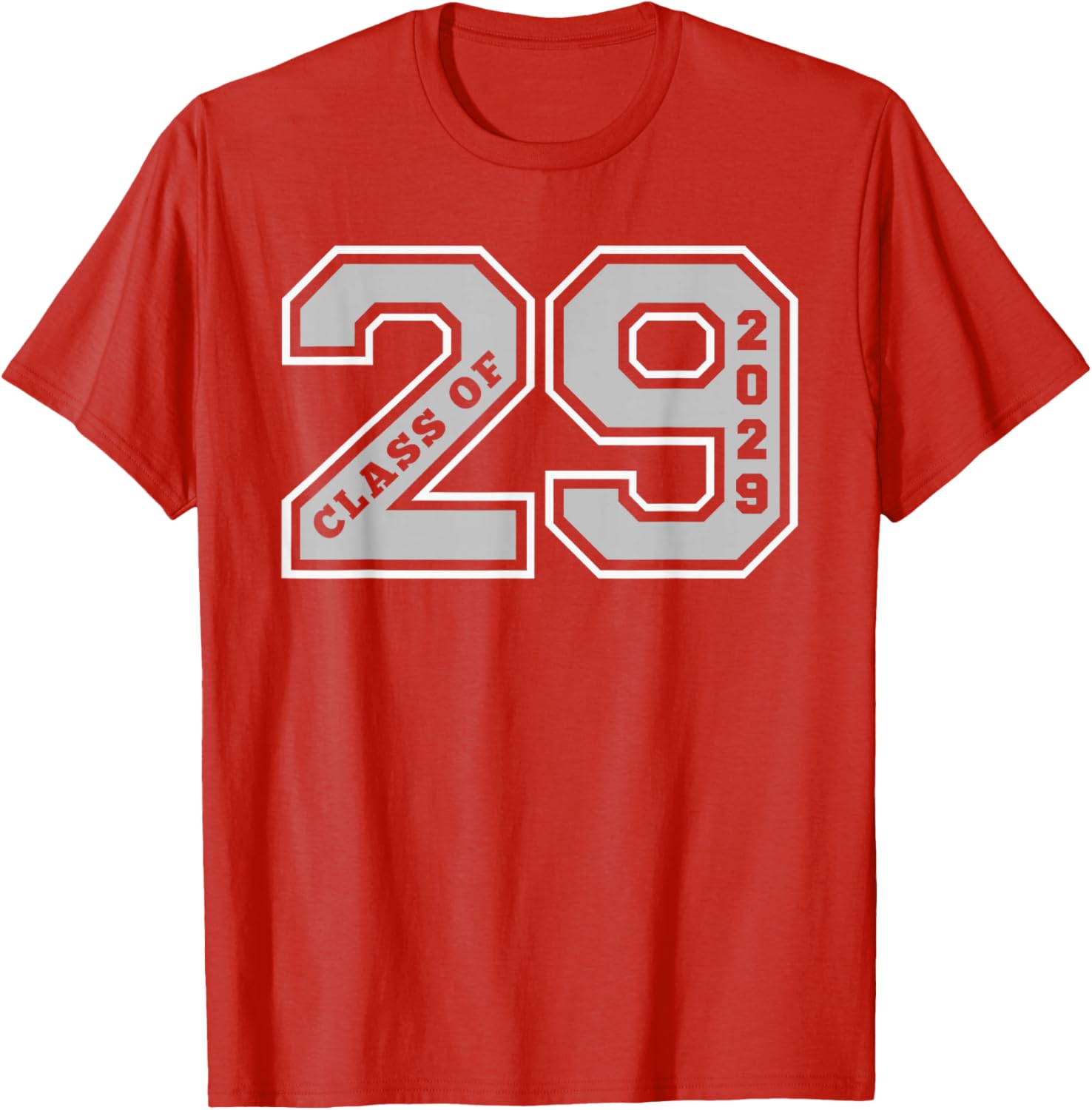 Class of 2029 Grey Letterman Style Grad Gift T-Shirt for Celebrations - 6