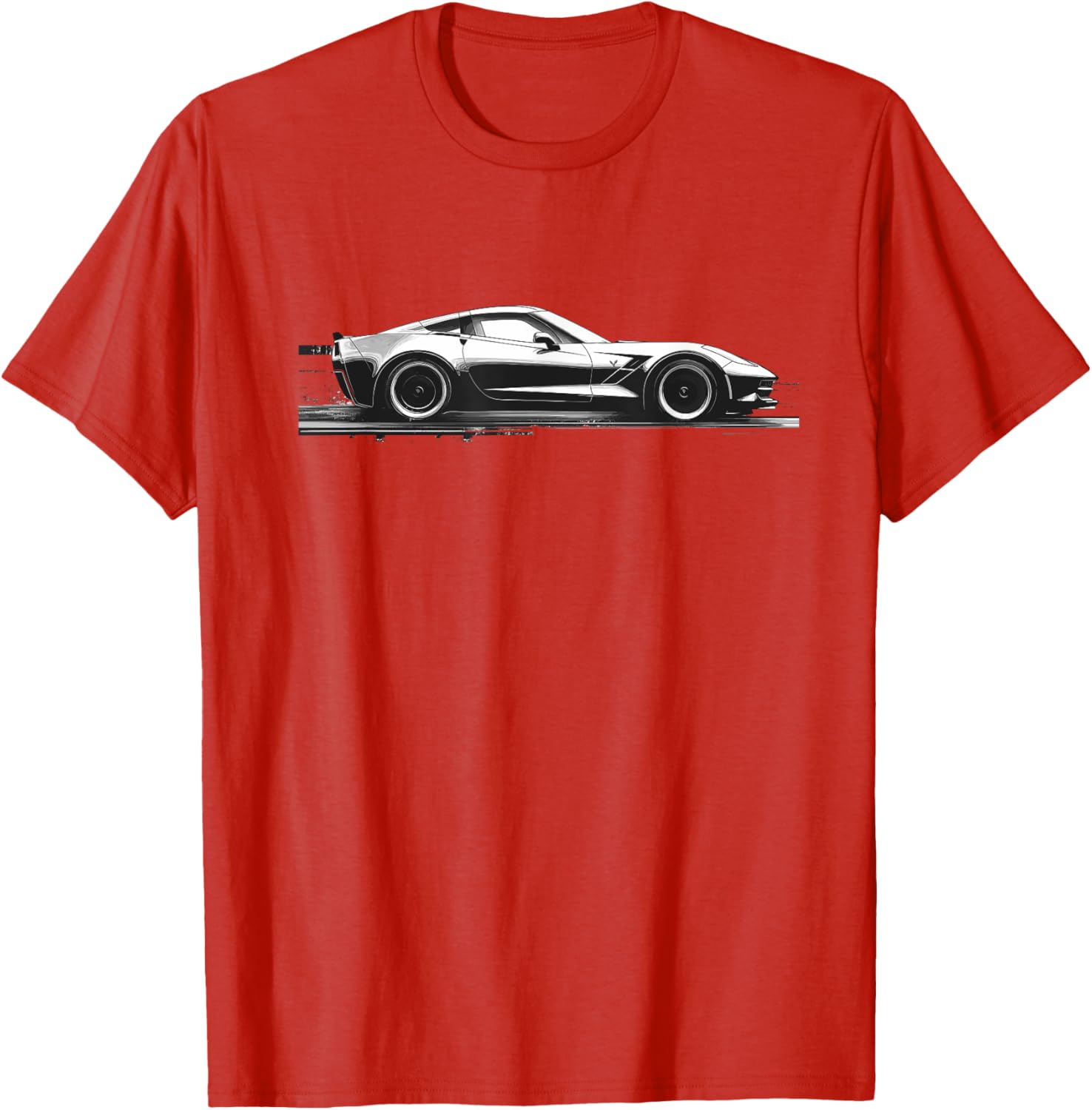 C7 Vette Silhouette Black and White Supercar Racecar T-Shirt - 15