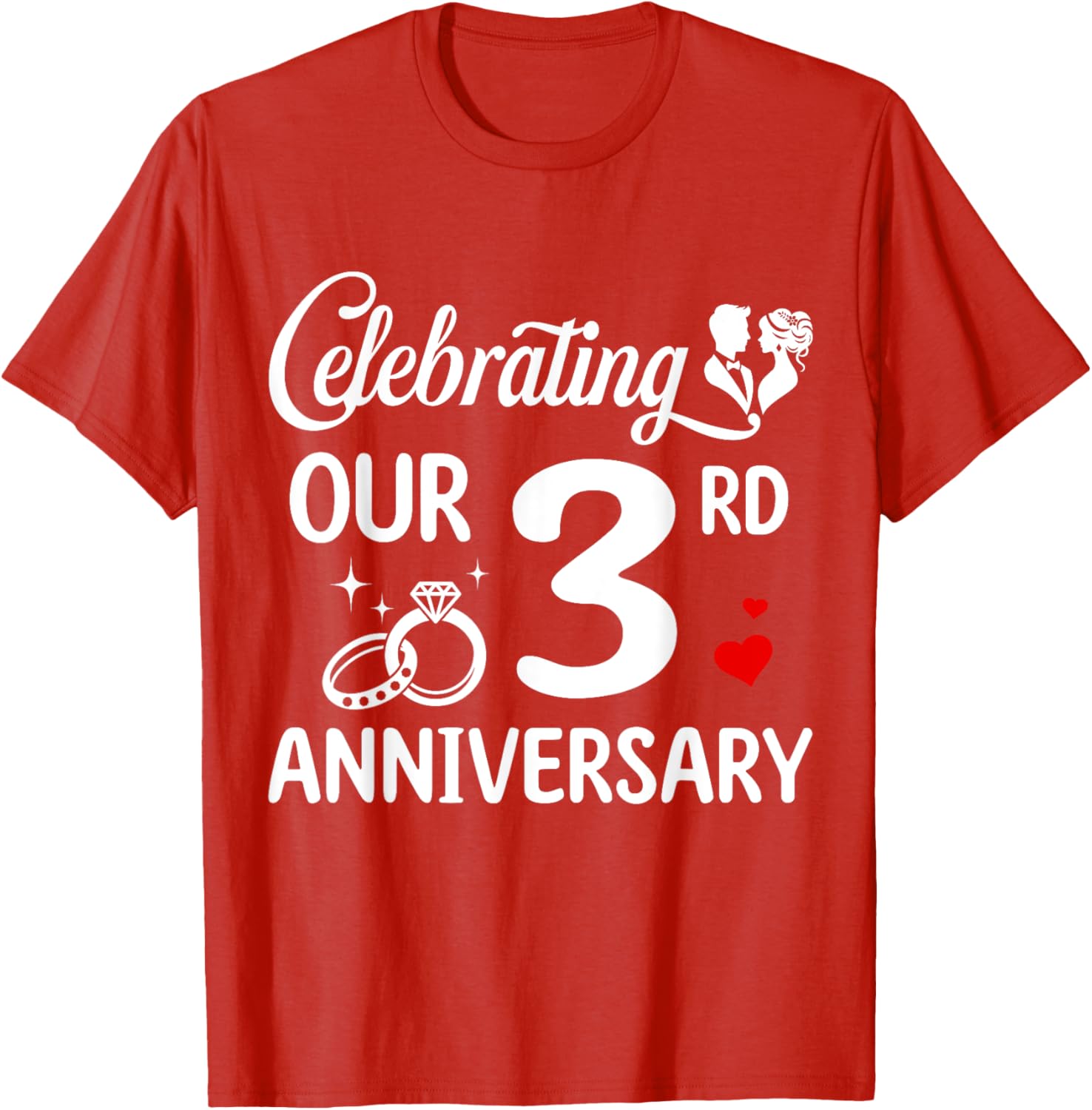 3rd Wedding Anniversary T-Shirt for Couples Celebrating 3 Years of Love - 6