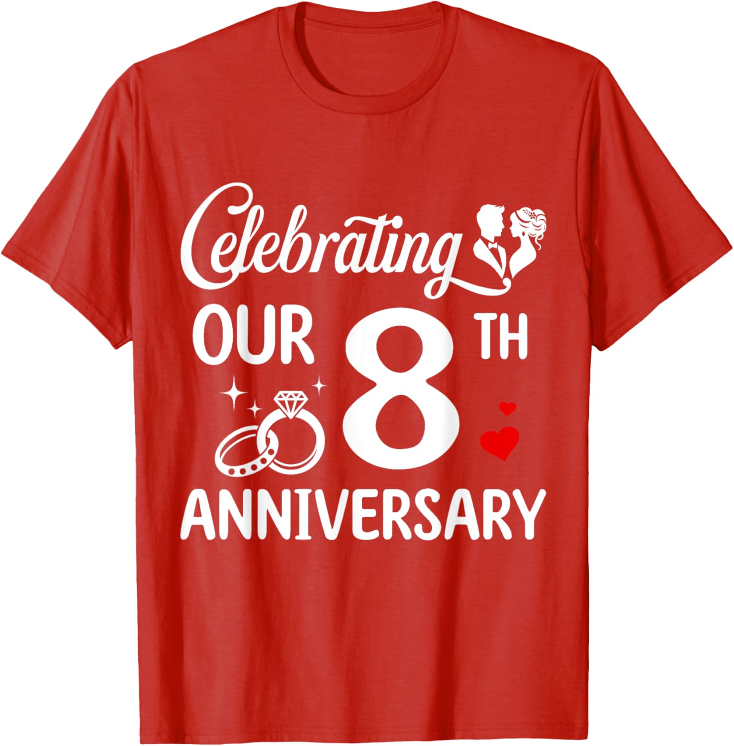 Celebrating 8 Years of Love: Fun 8th Wedding Anniversary T-Shirt - 4