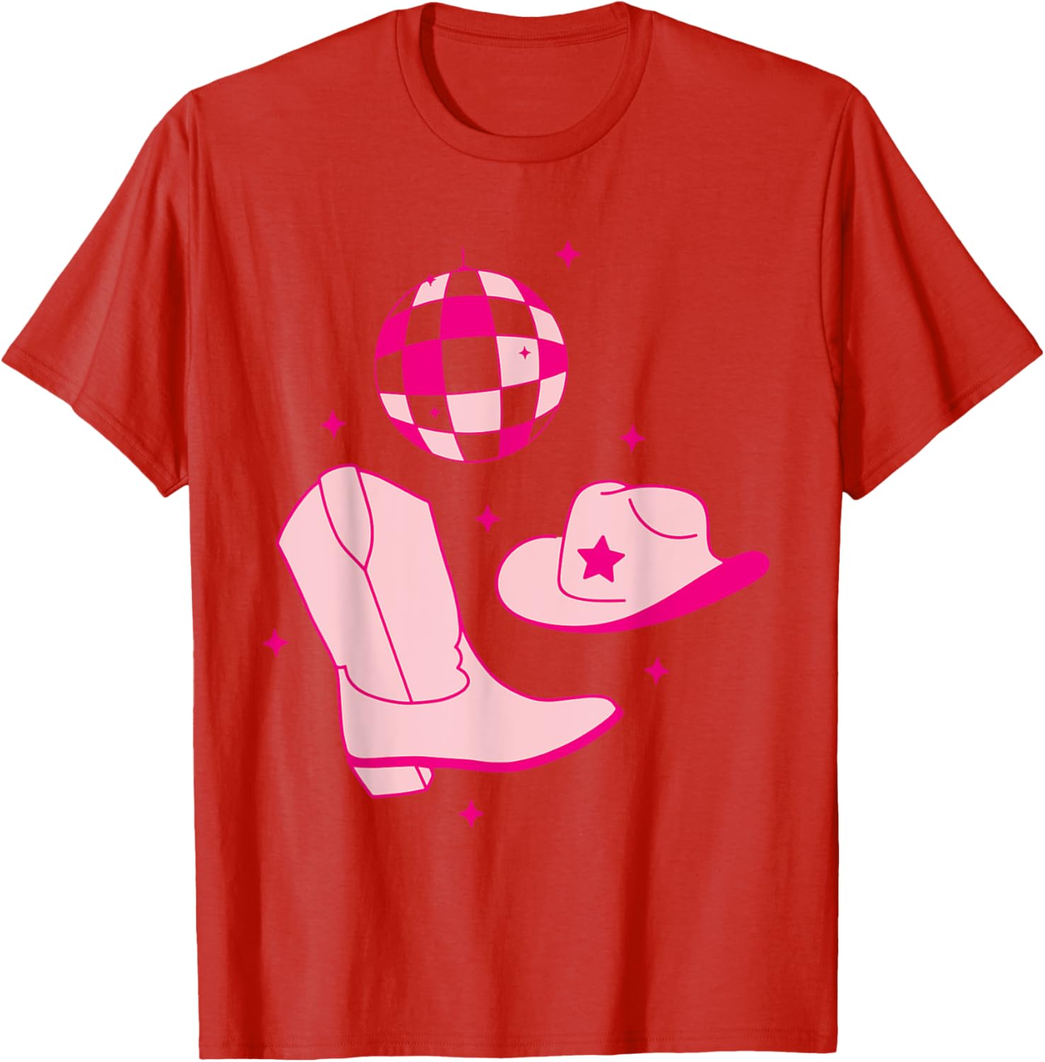 Cute Cowgirl Coquette Pink T-Shirt for Women and Girls - Rodeo Style - 13