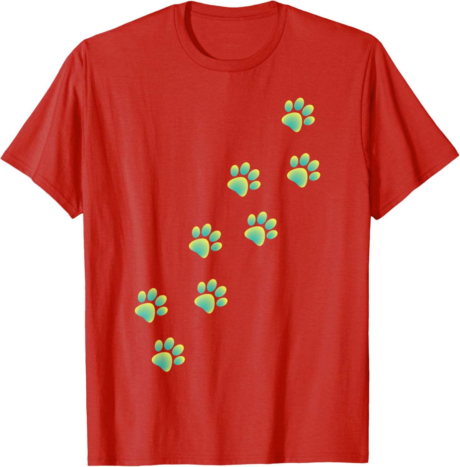 Cute Cat Paws Yellow Teal Graphic T-Shirt for Cat Lovers of All Ages - 12