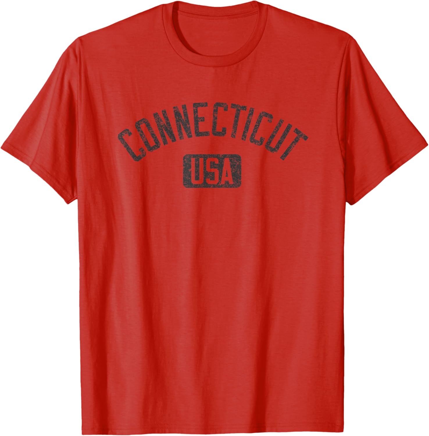 Connecticut Arched Text Distressed Black Print T-Shirt for Casual Style - 17
