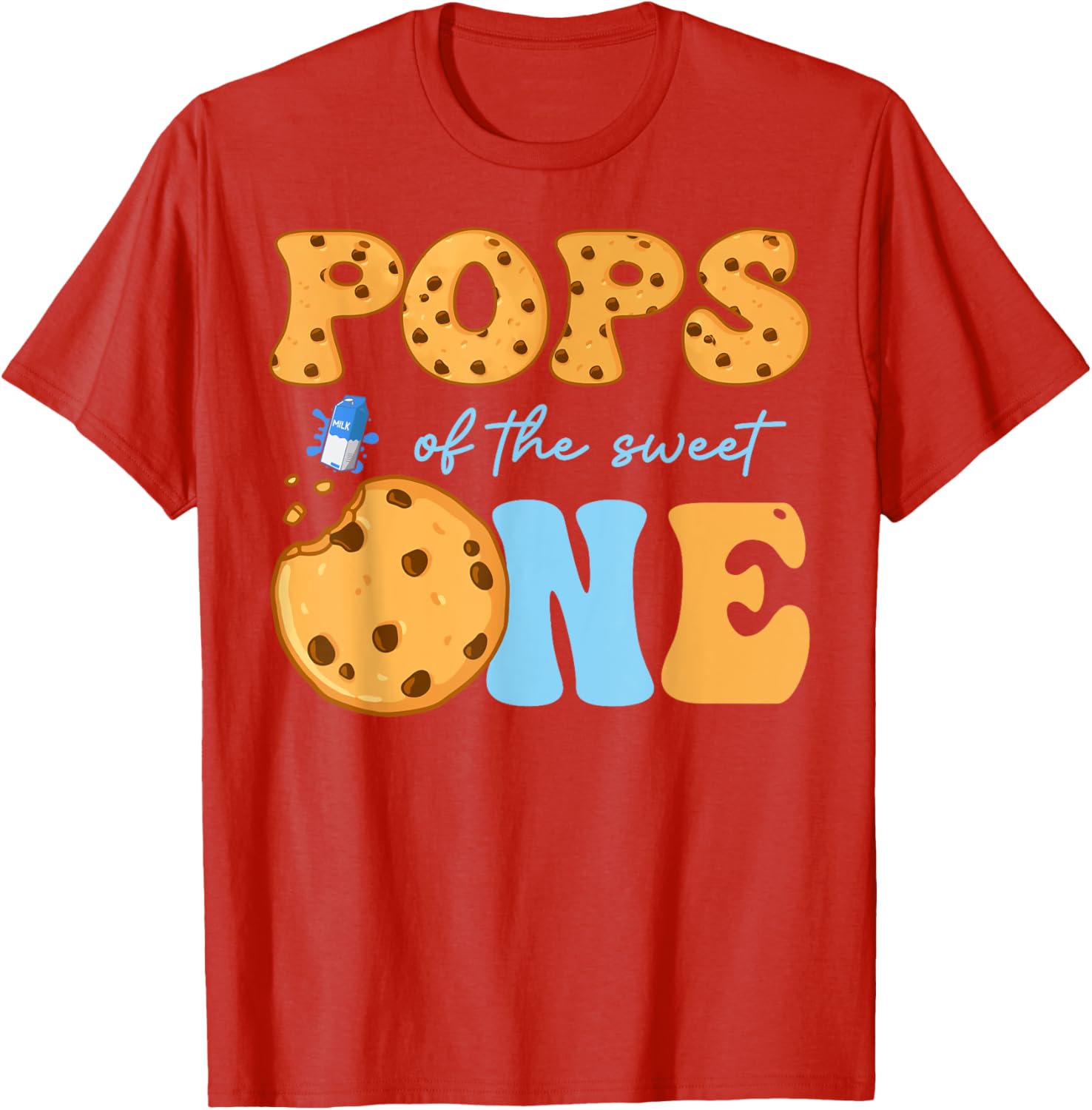 Cute Cookies and Milk Birthday Party T-Shirt for Kids and Teens - 3
