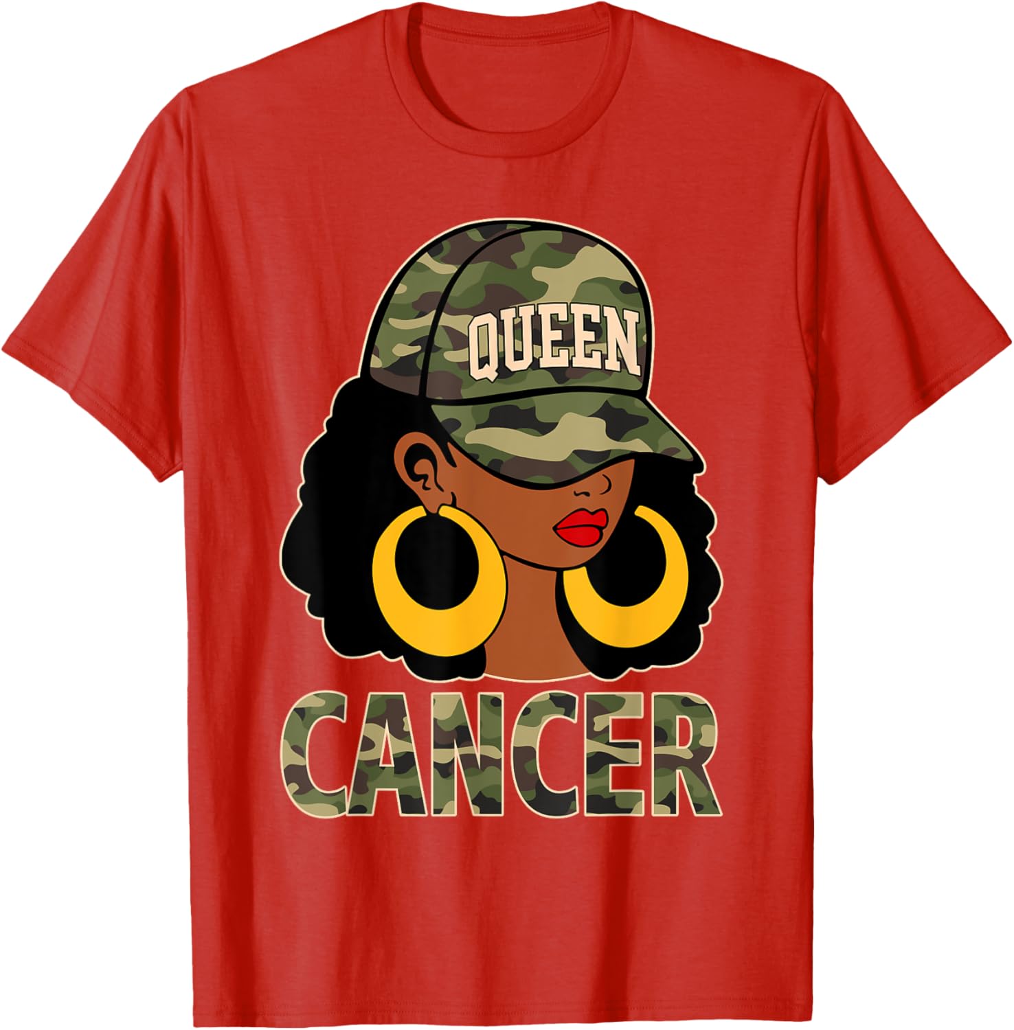 Cancer Queen Black Woman Camo Cap Afro Girl Zodiac T-Shirt for Style - 10
