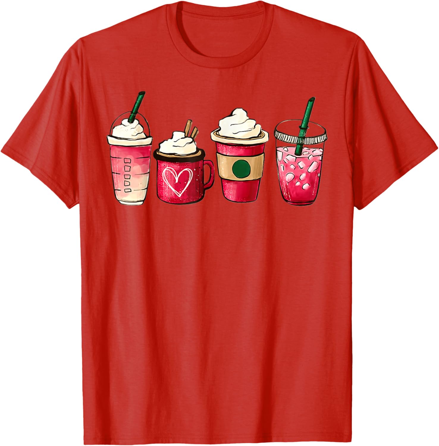 Valentine Heart Latte Iced Coffee T-Shirt for Coffee Lovers - 22