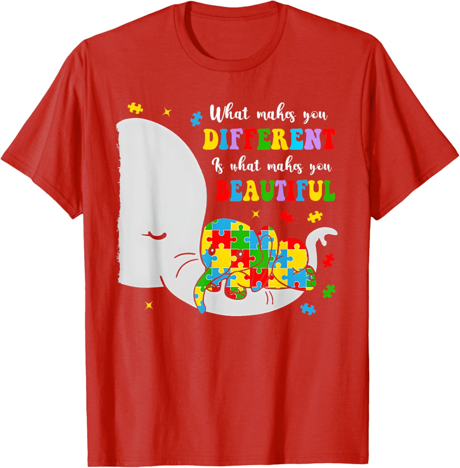 Unique Elephant Autism Awareness T-Shirt - Embrace Differences with Style - 8