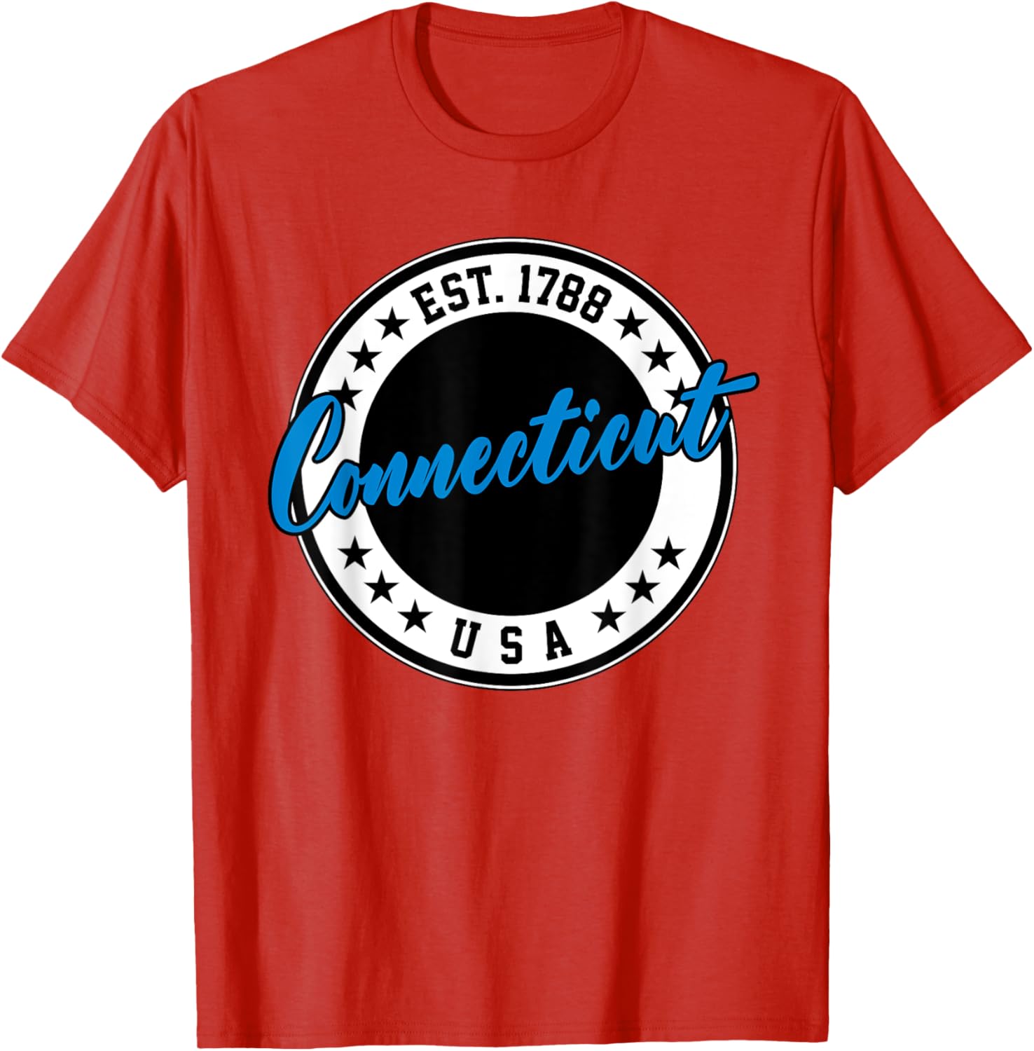 Connecticut USA Script Circle T-Shirt in Blue - Stylish Casual Wear - 13