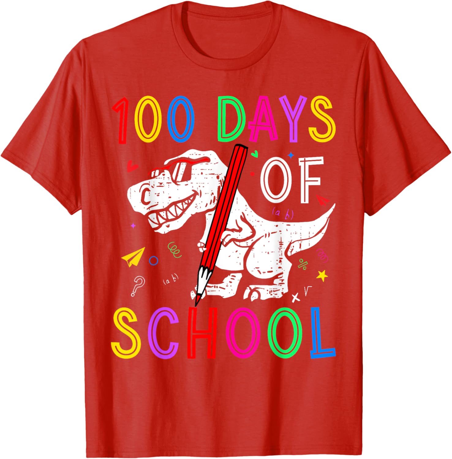 100 Days of School Dino T-Rex Kids T-Shirt for Teachers and Students - 7