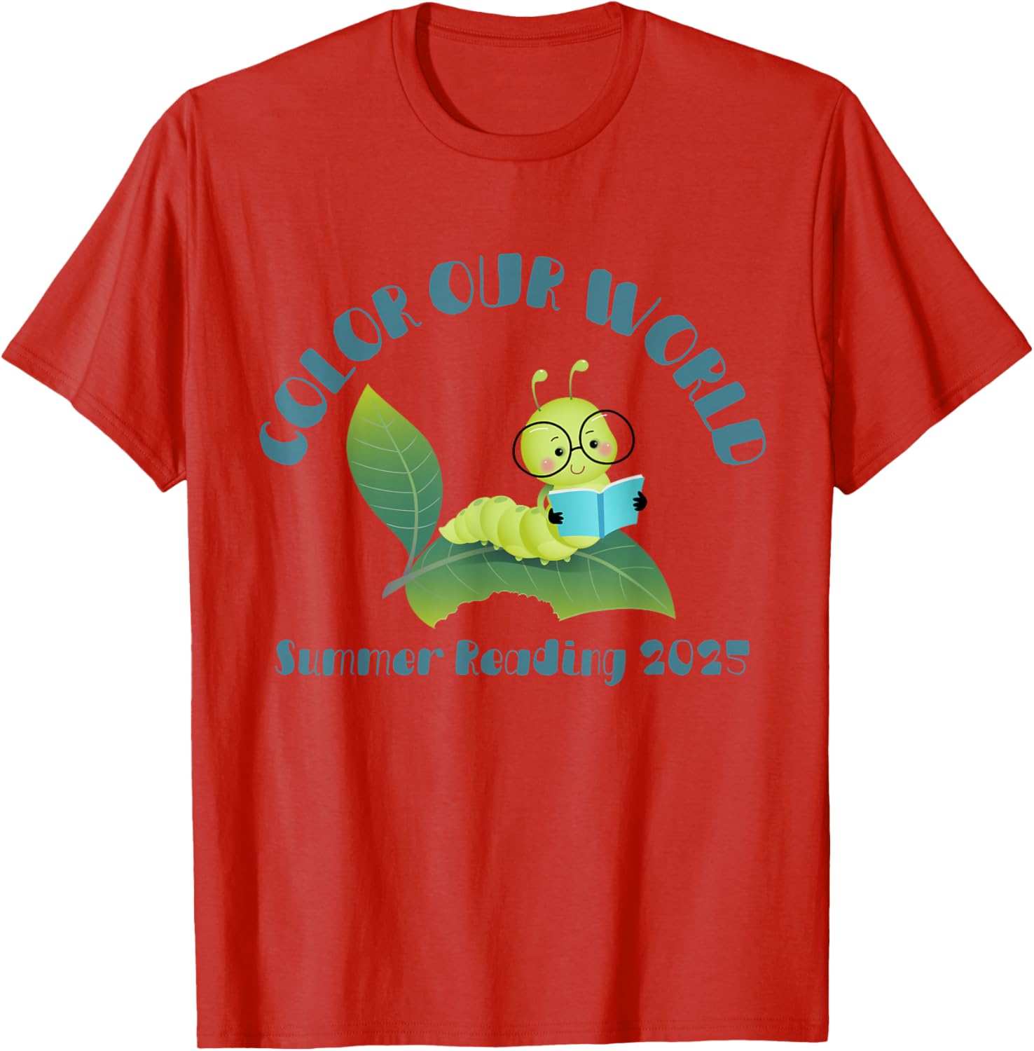 Color Our World Summer 2025 Reading Program Book Worm T-Shirt for Kids - 4