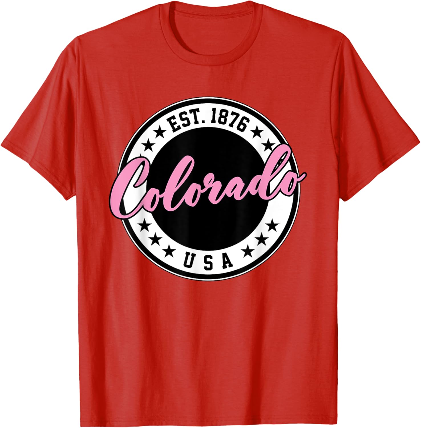 Colorado USA Script Circle Pink Text T-Shirt for Stylish Comfort - 14