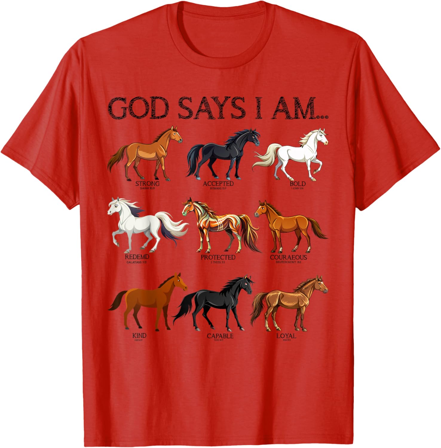 Cute Christian Teen Girl T-Shirt with Jesus and Horses Love Design - 10