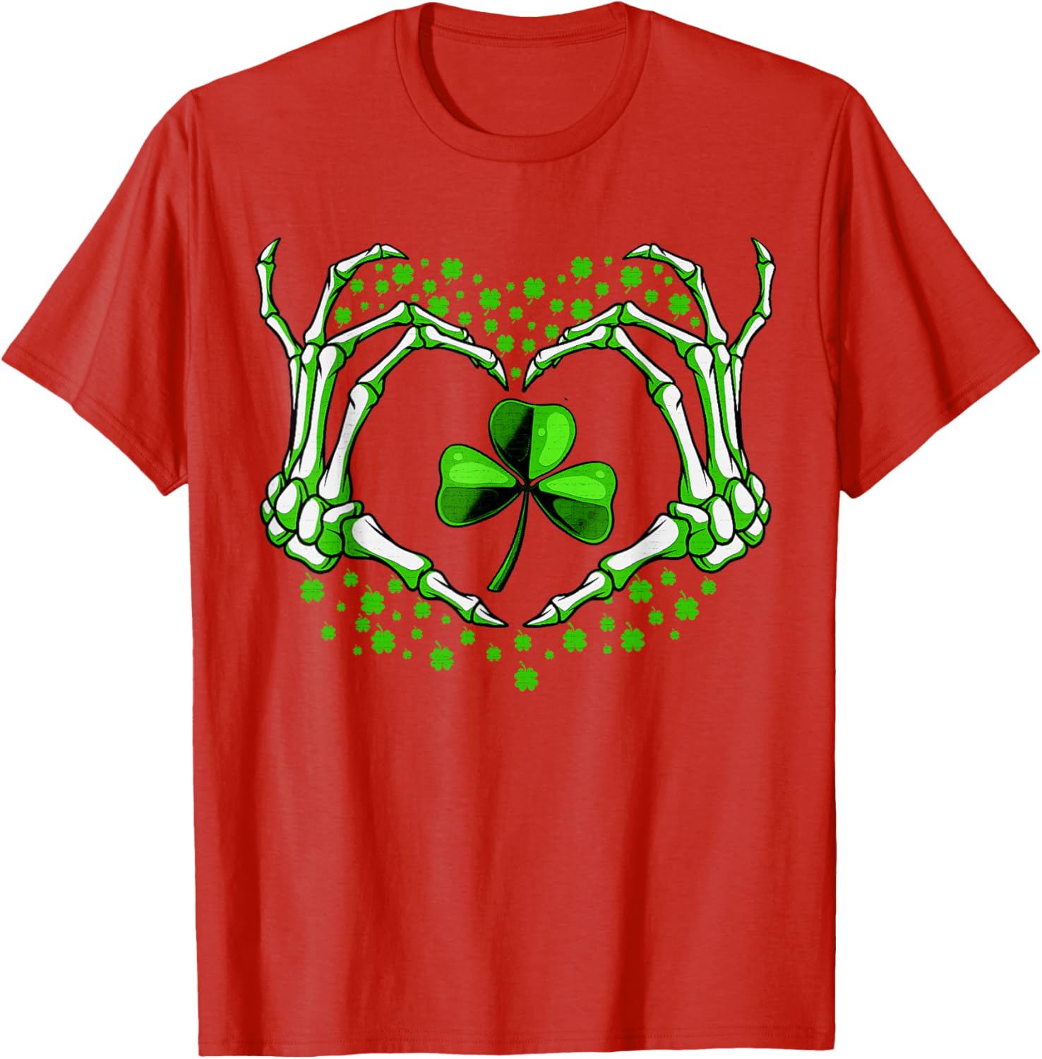 Skeleton Hand Heart Shamrock St Patricks Day T-Shirt for Festive Fun - 15