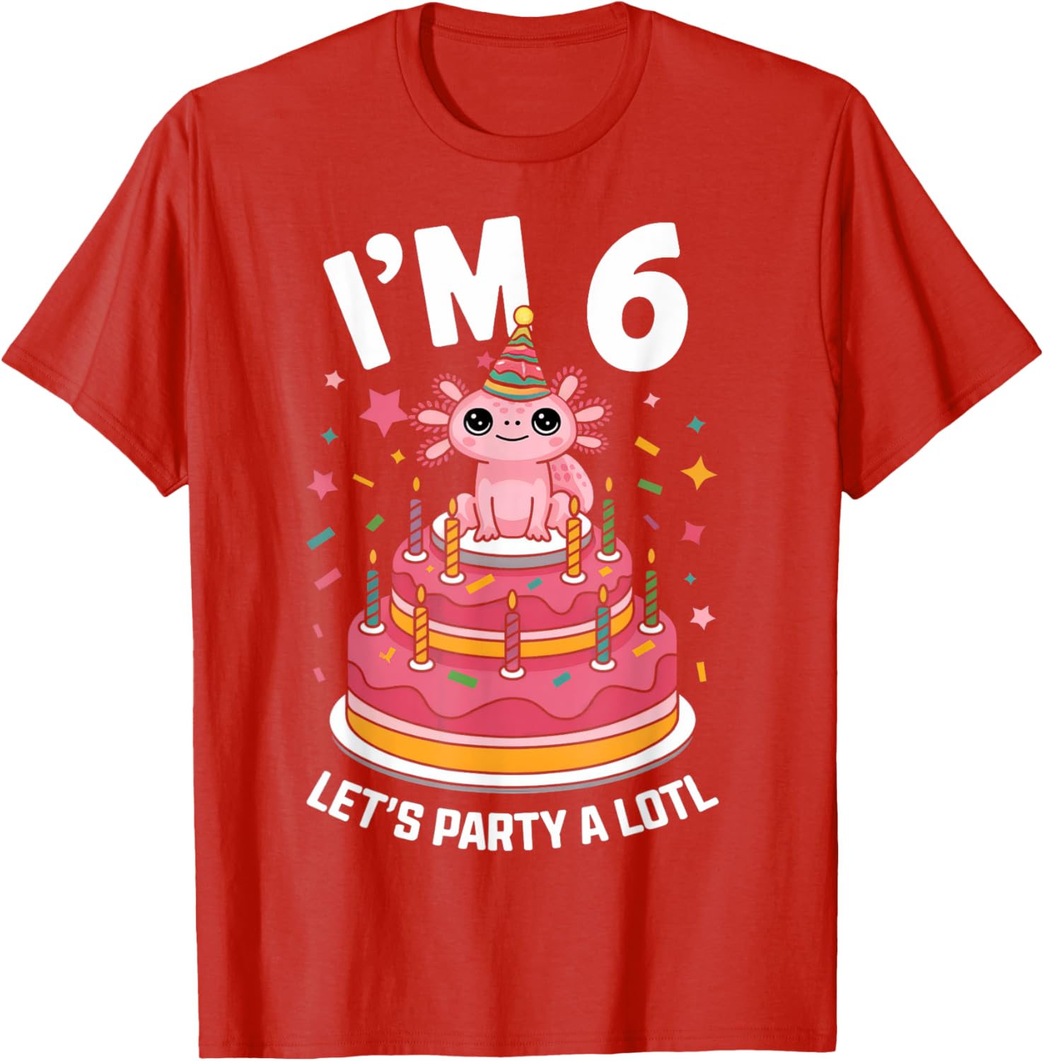 Cute Axolotl 6th Birthday T-Shirt for Kids Fun Birthday Party Outfit - 2