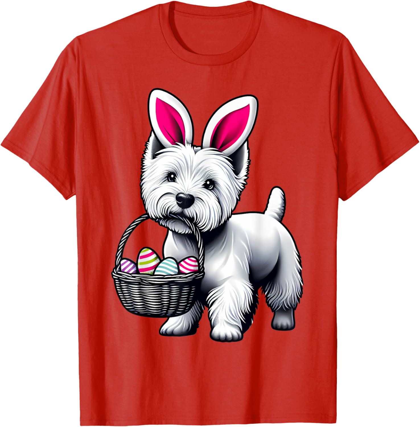 Adorable Bunny Ear West Highland Terrier Easter Eggs T-Shirt for Dogs - 18