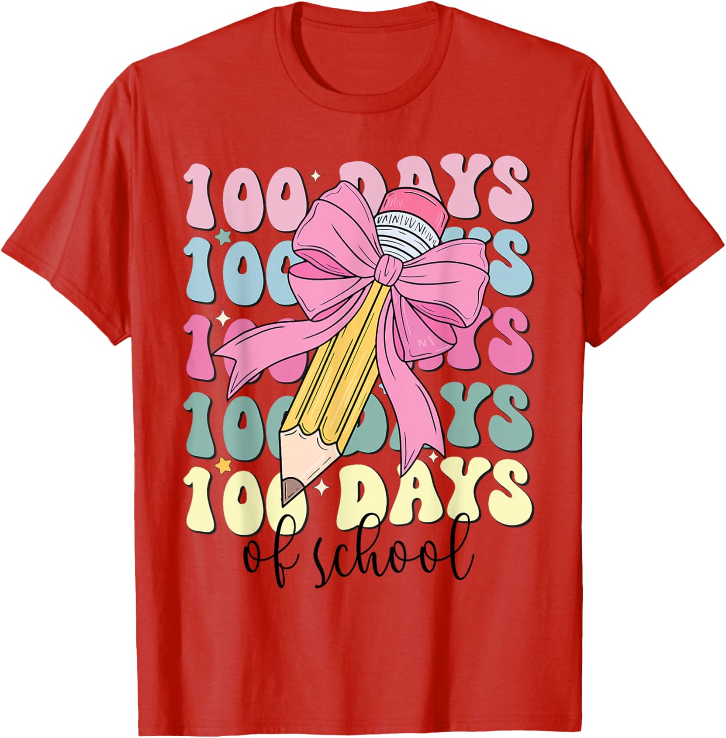 Adorable 100 Days of School Girls Coquette Bow T-Shirt for Kids - 20