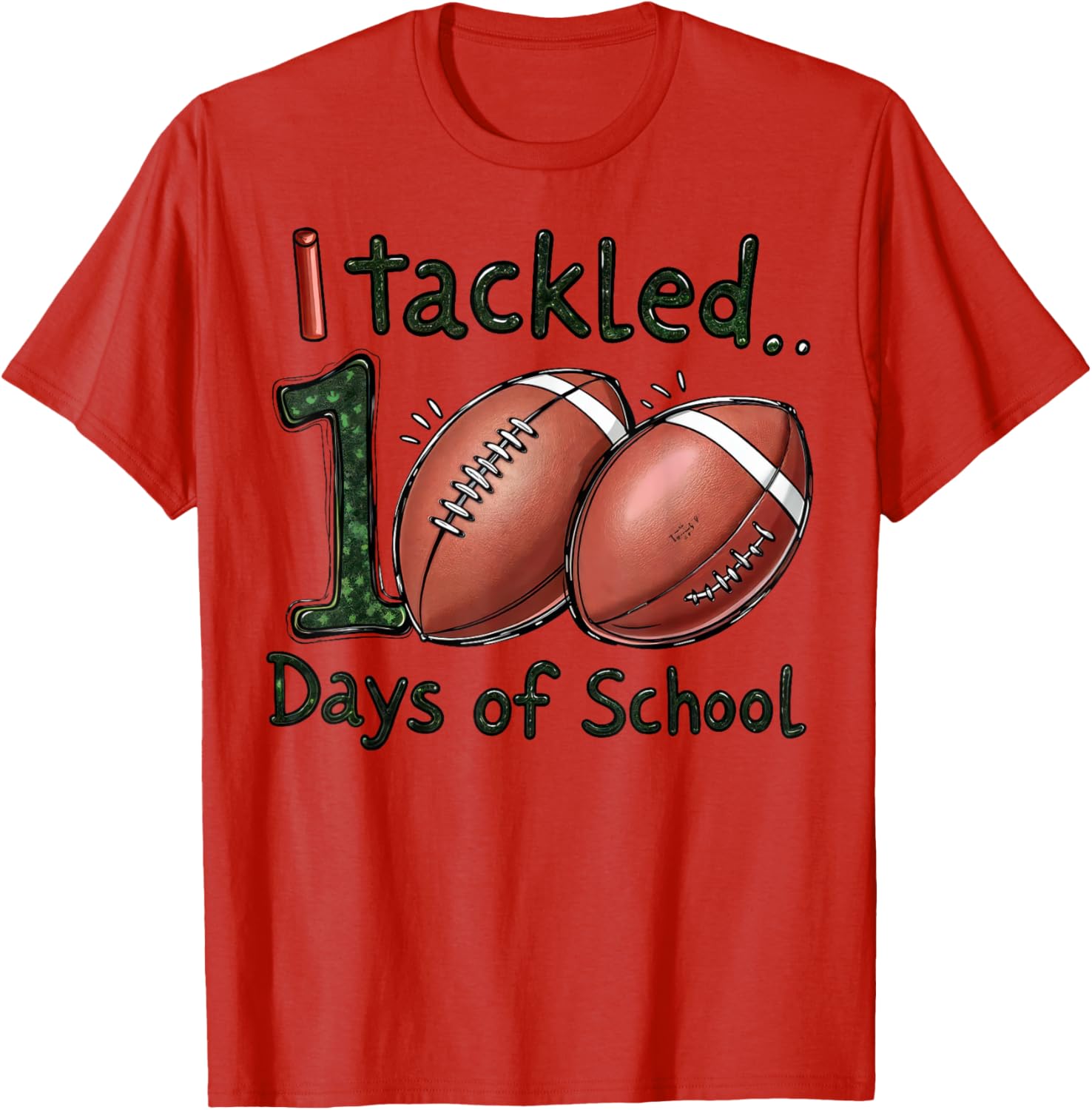 100 Days of School Football Boys T-Shirt for Celebrating Milestones - 2