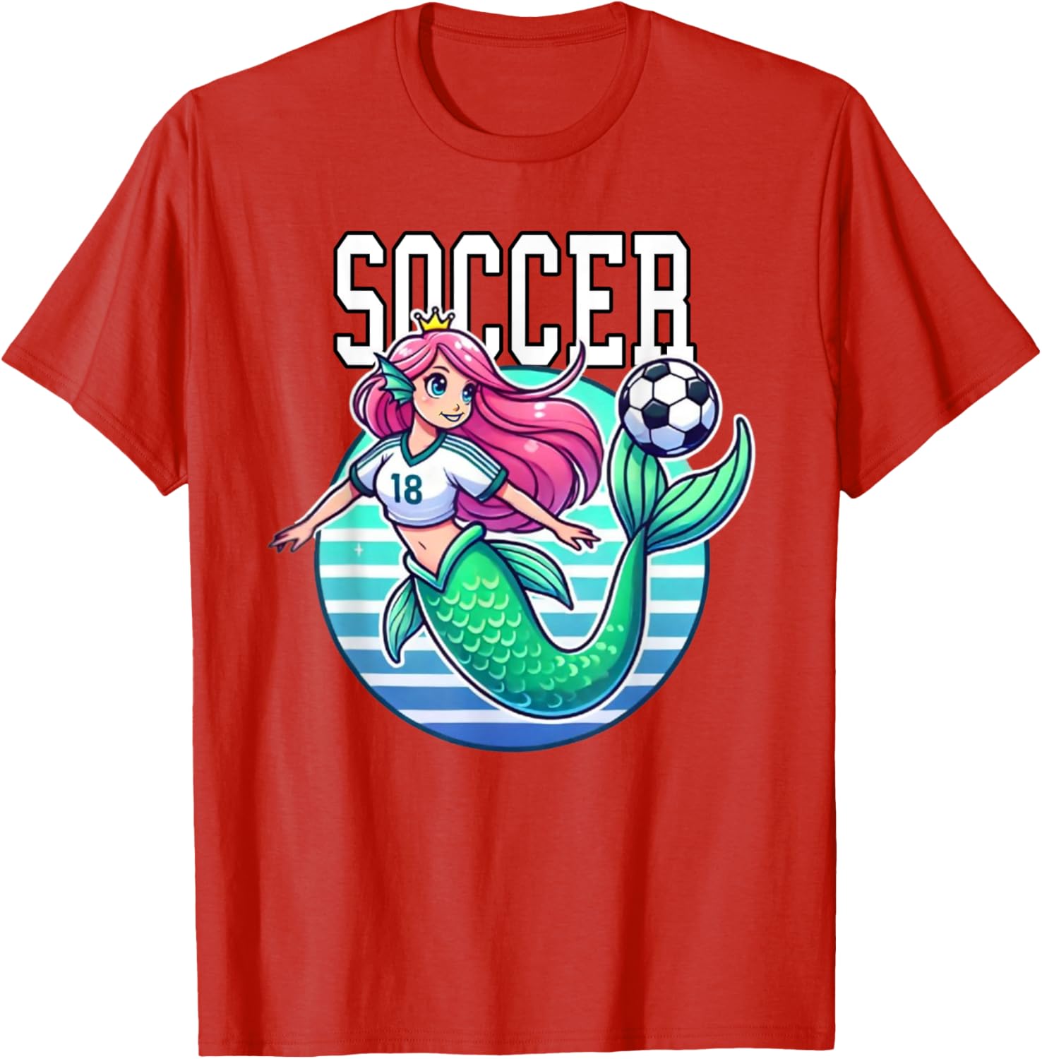 Soccer Mermaid Playing Soccer T-Shirt for Fans of Fun Sports Apparel - 18
