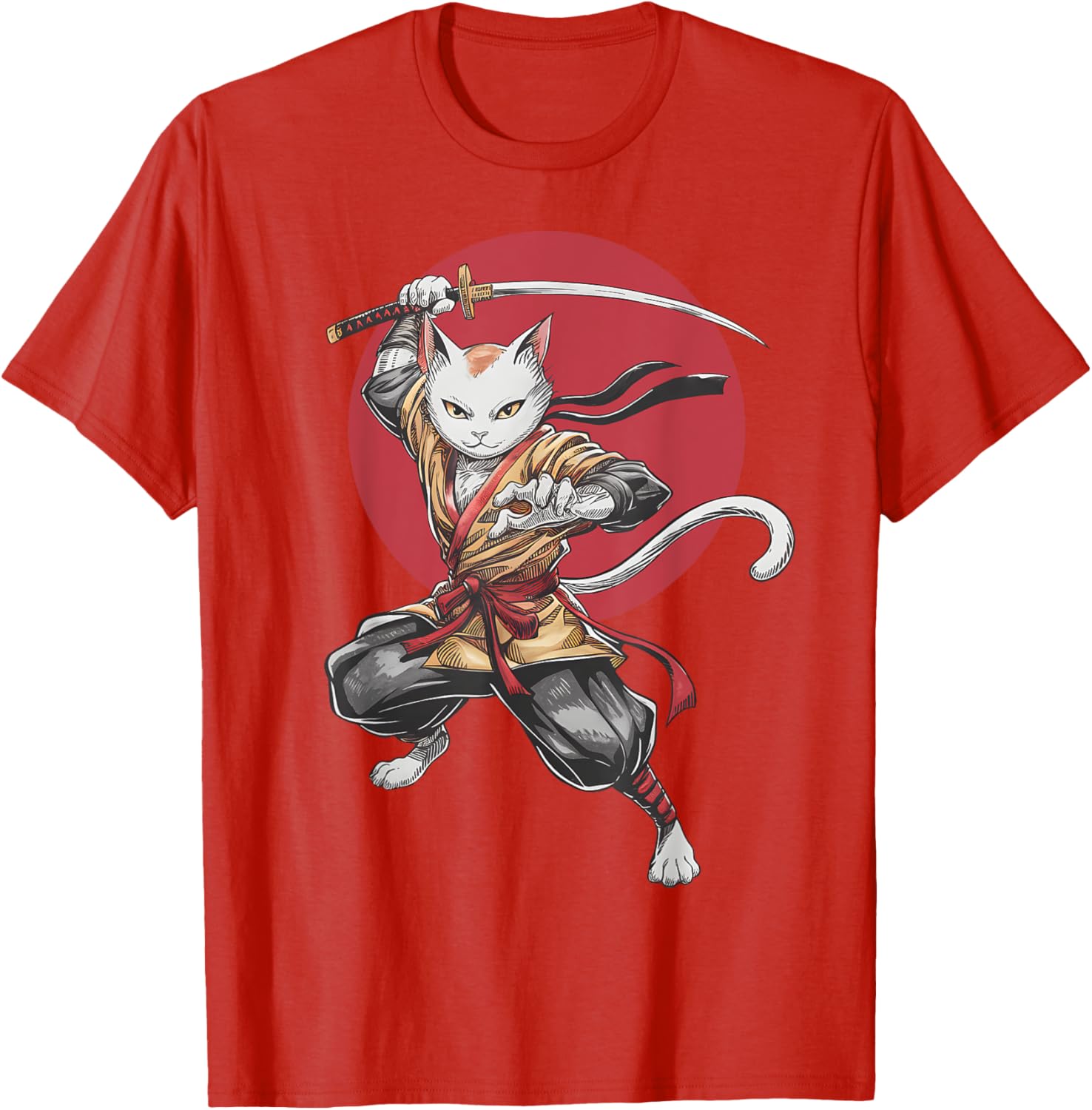 Samurai Cat Vintage Japanese Art Anime T-Shirt for Cat Lovers - 12