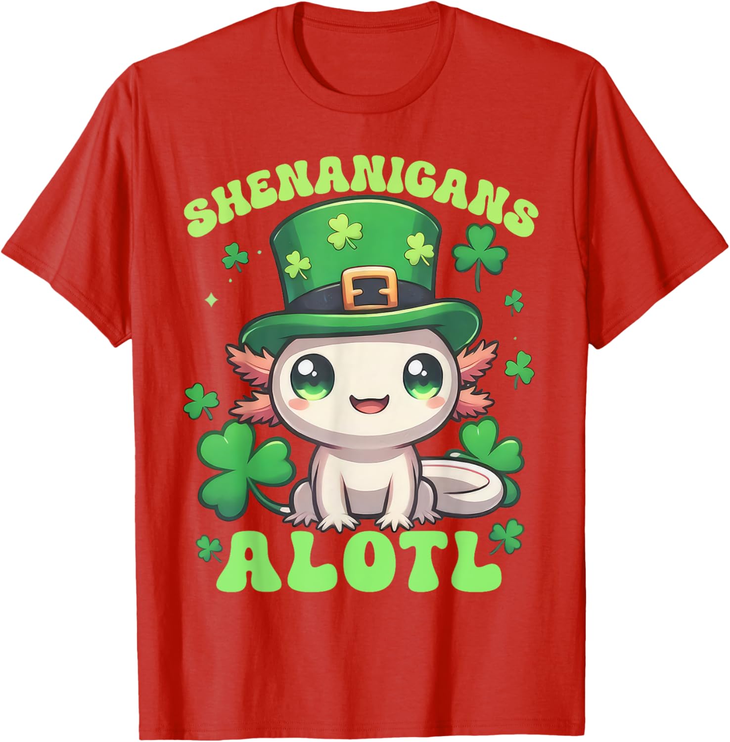 Axolotl St. Patrick's Day Fun T-Shirt for Kids and Adults - 12