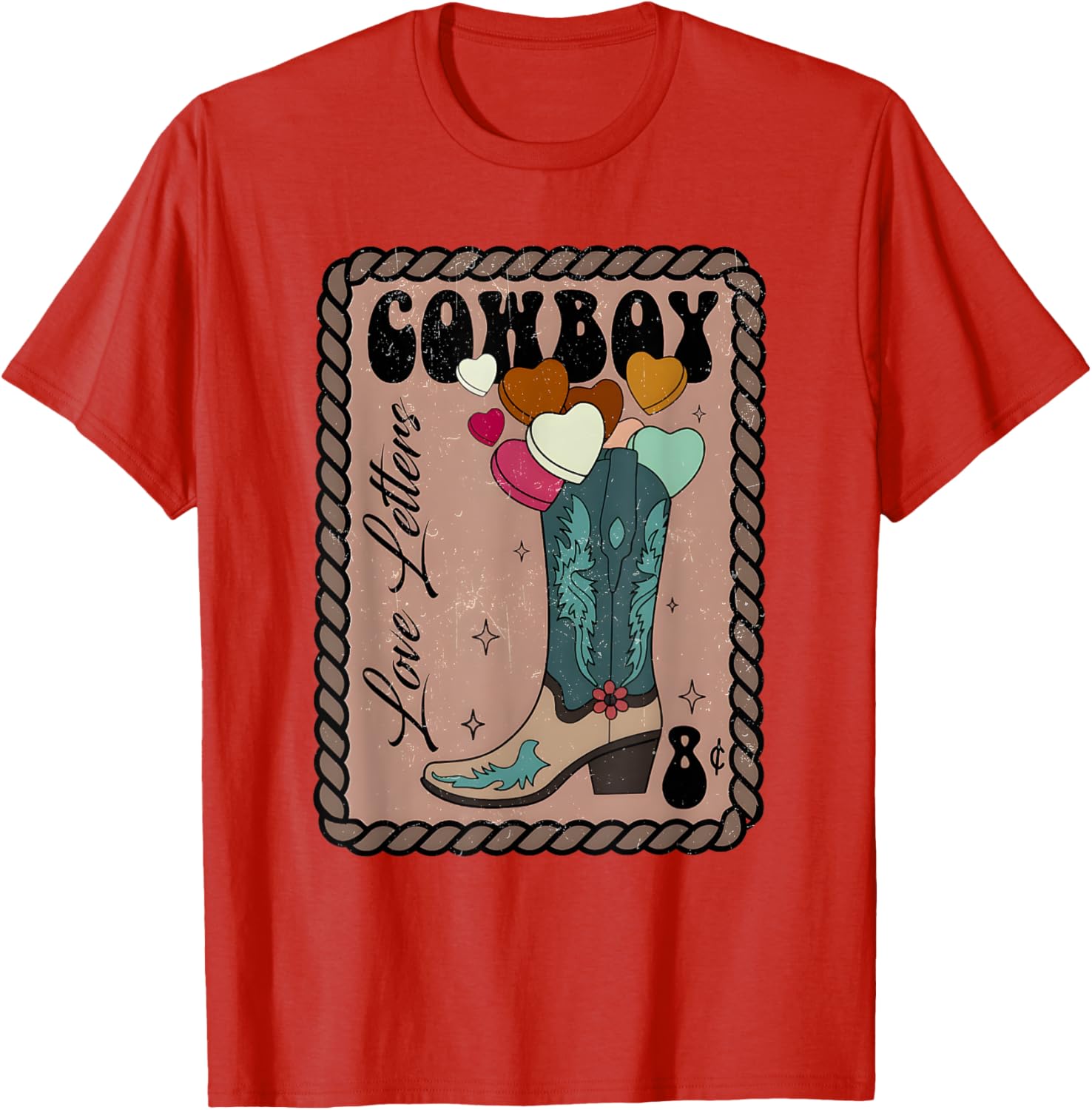 Cute Cowboy Love Letter Retro Valentine T-Shirt for Western Lovers - 27