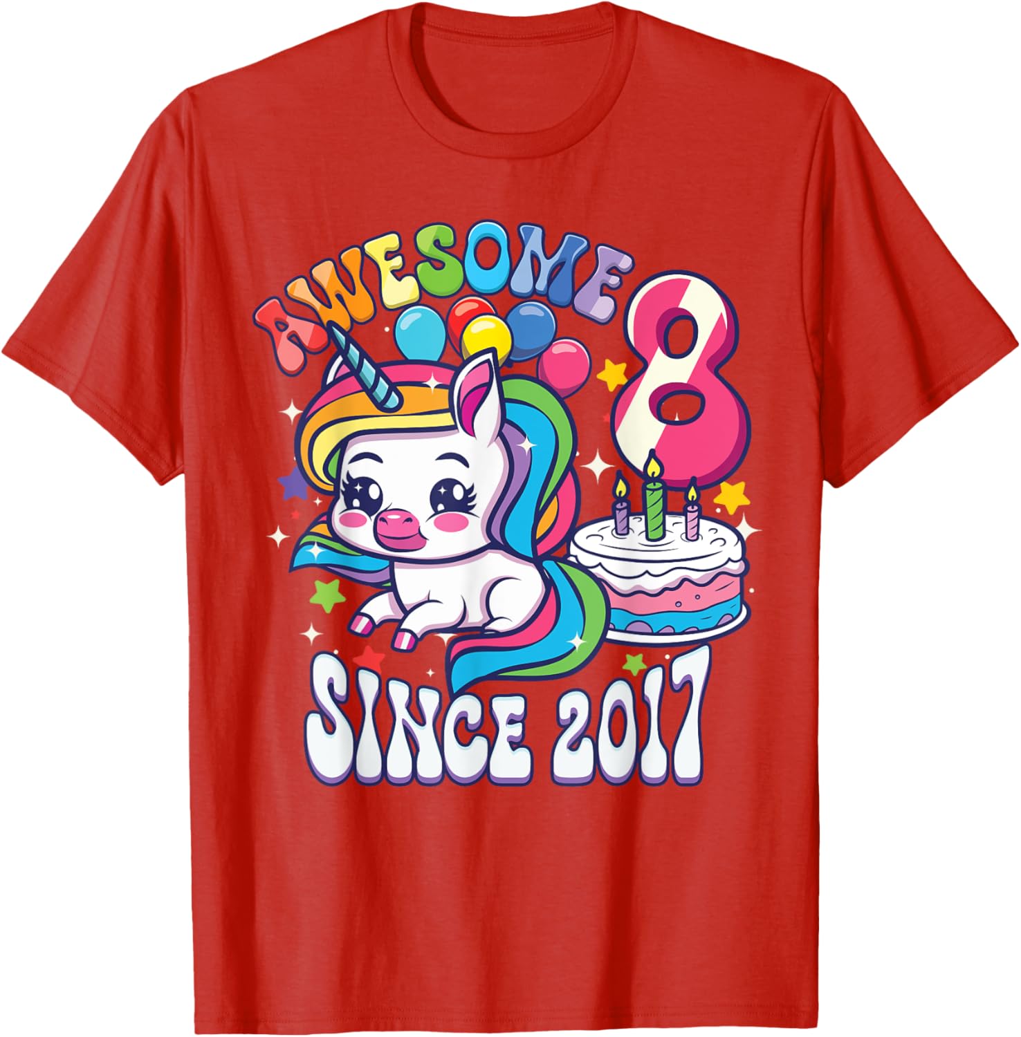 8th Birthday Unicorn T-Shirt Awesome Since 2017 Perfect Gift for Girls - 14