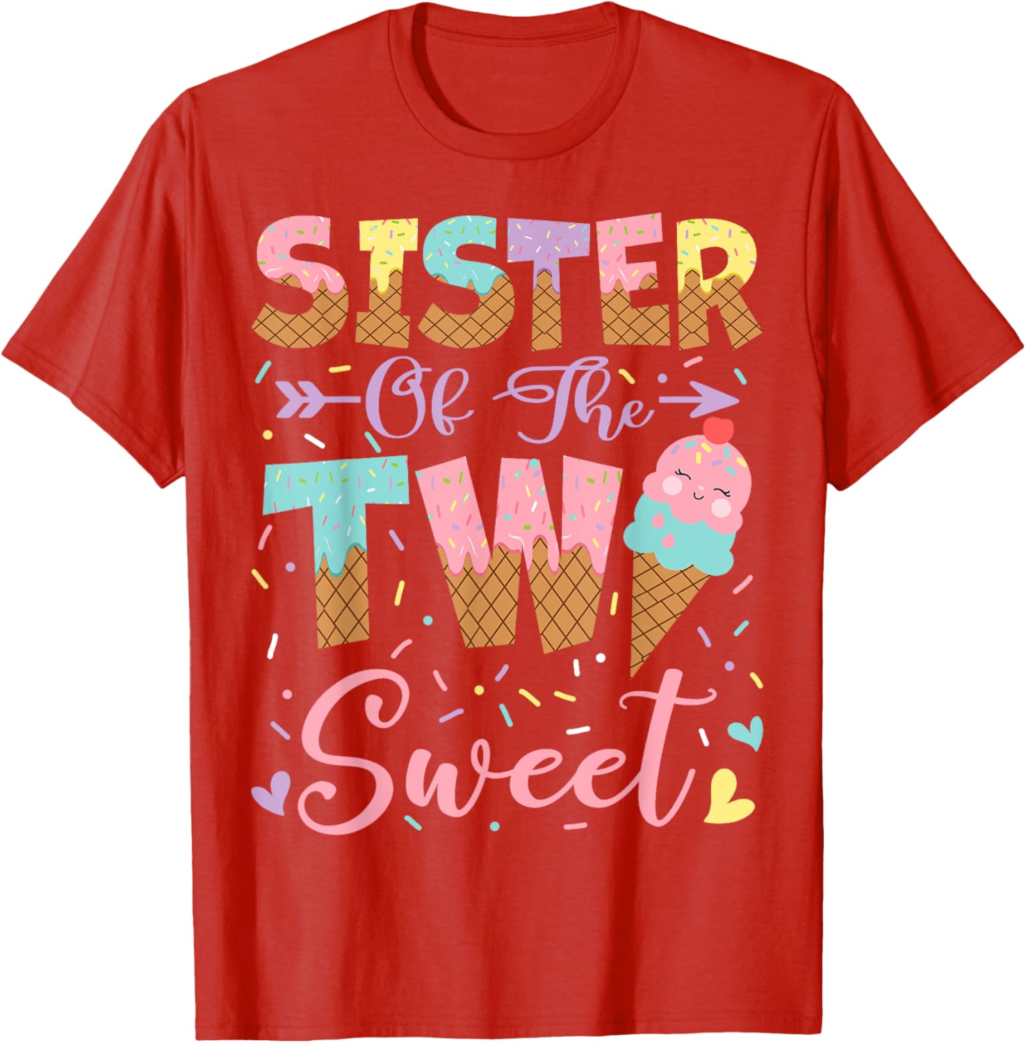 Adorable Sister of the Two Sweet Summer Ice Cream Birthday T-Shirt - 1