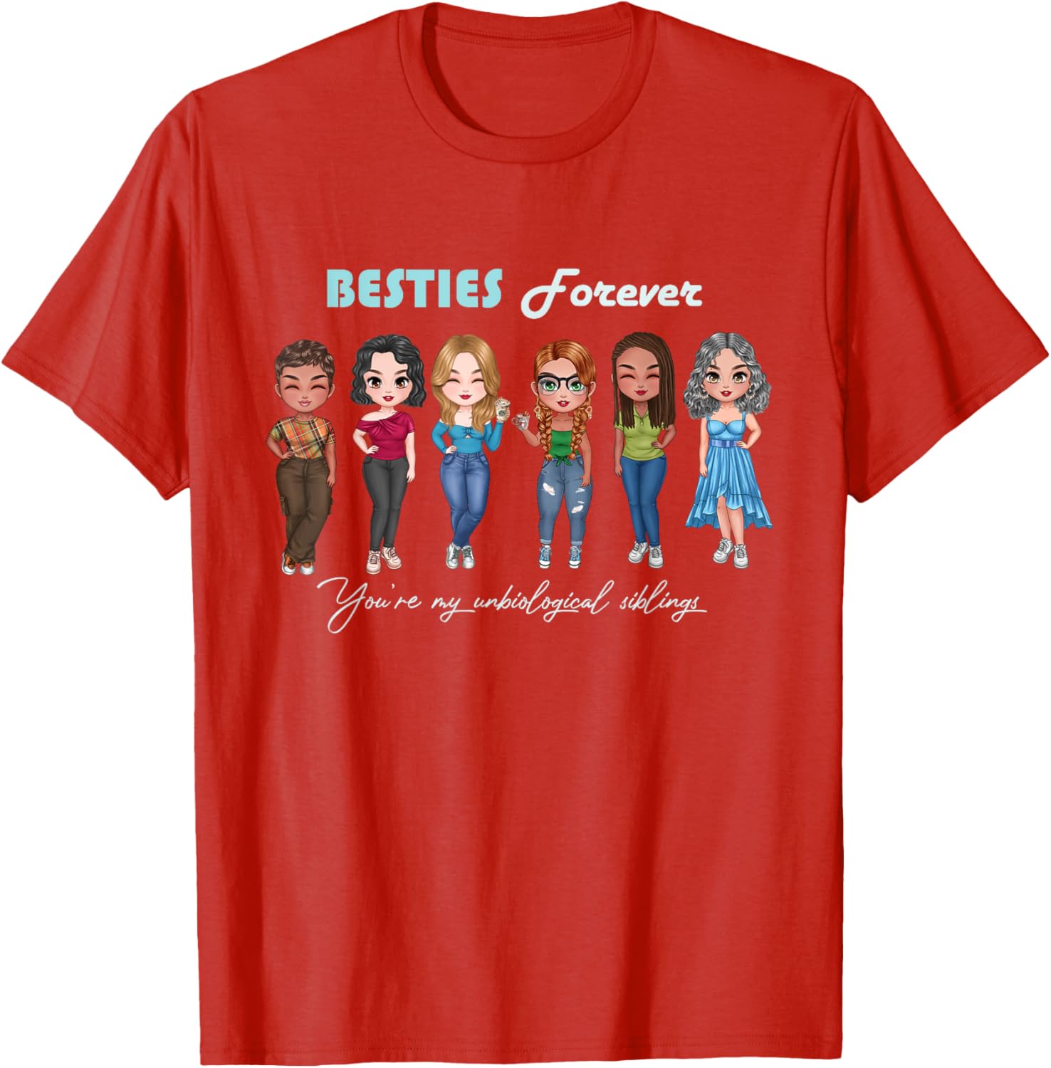 Chibi Best Friends T-Shirt for Unbiological Sisters and Siblings - 11