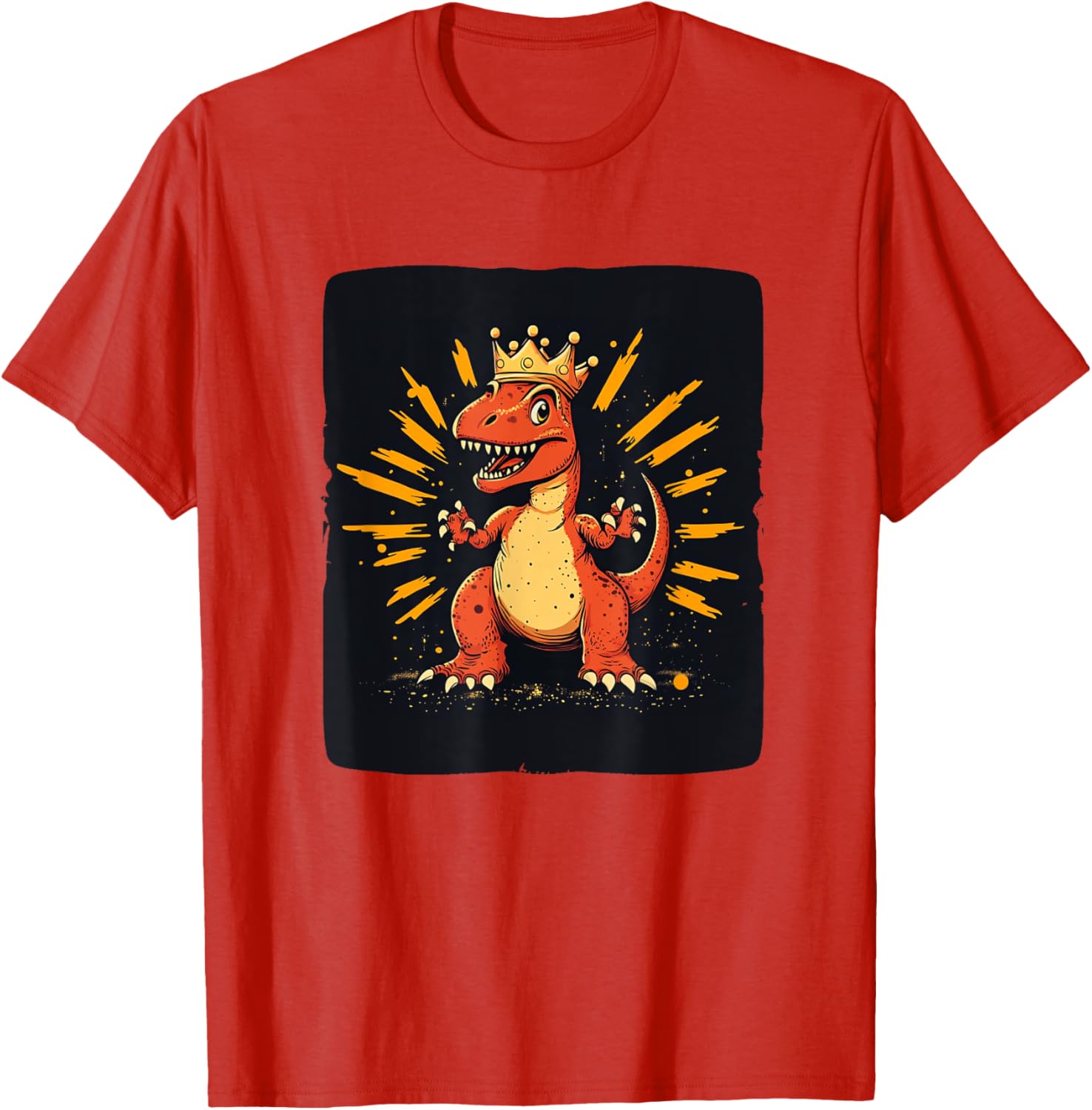 Cool Red Dinosaur Costume T-Shirt with Crown for King Lovers - 20