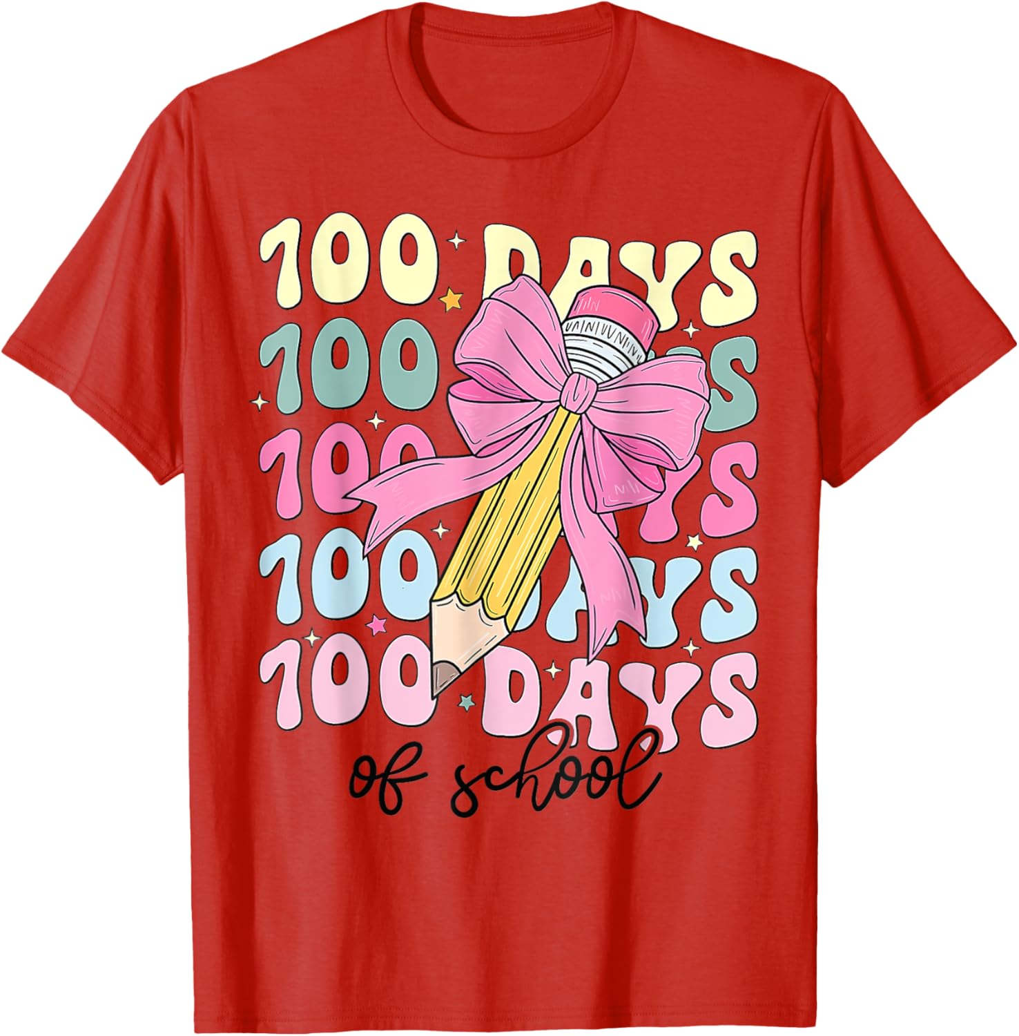 Coquette Bow 100th Day of School T-Shirt for Girls Fun School Celebration - 12