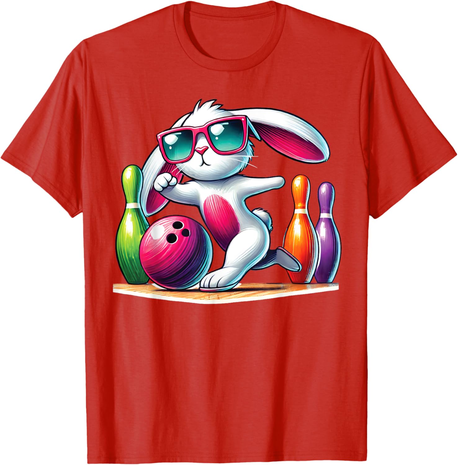 Bunny Ear Easter Bowling T-Shirt for Fun Egg Hunt Celebrations - 10