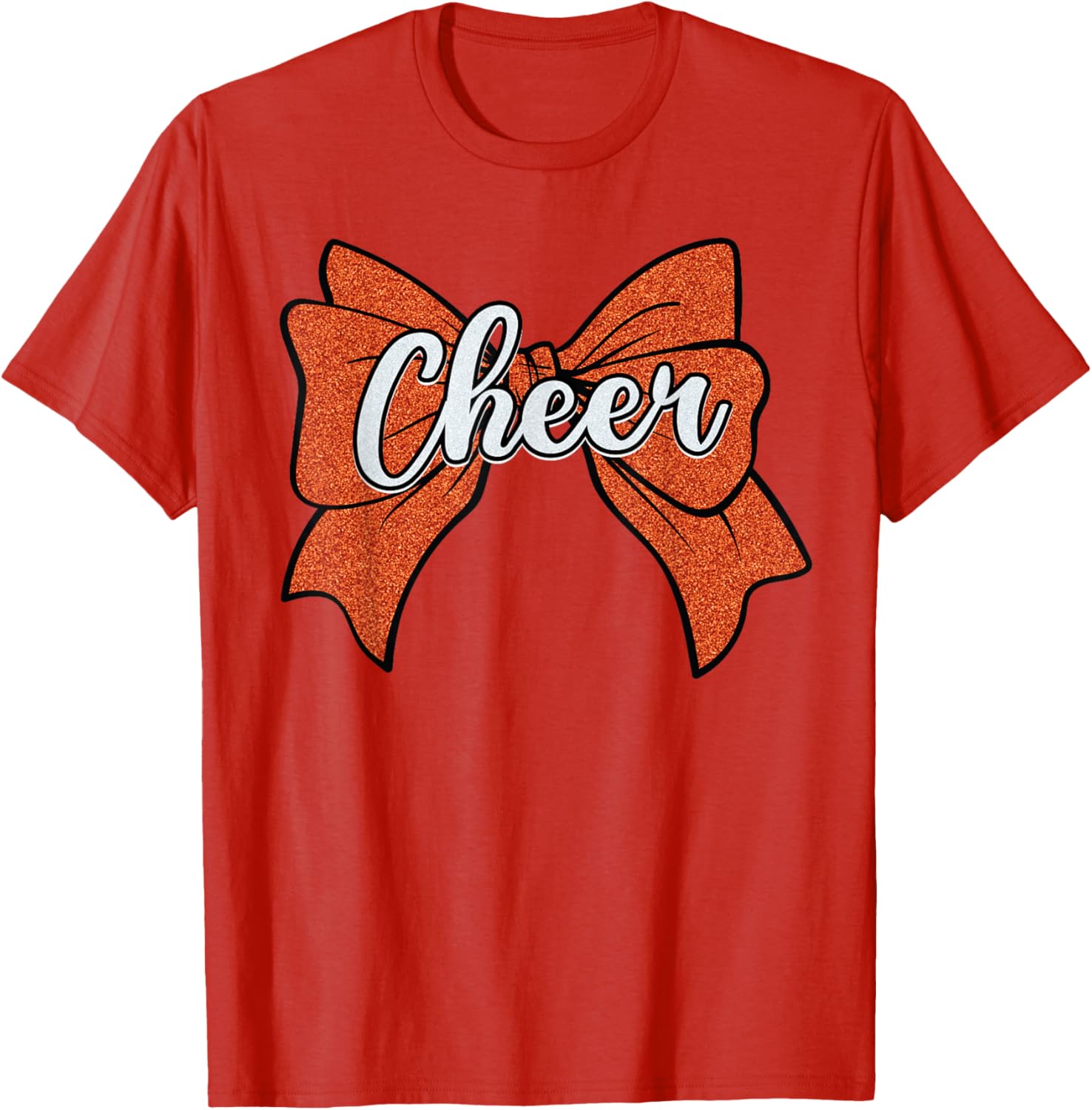 Coquette Orange Cheer Bow Sport T-Shirt for Cheerleaders and Fans - 2