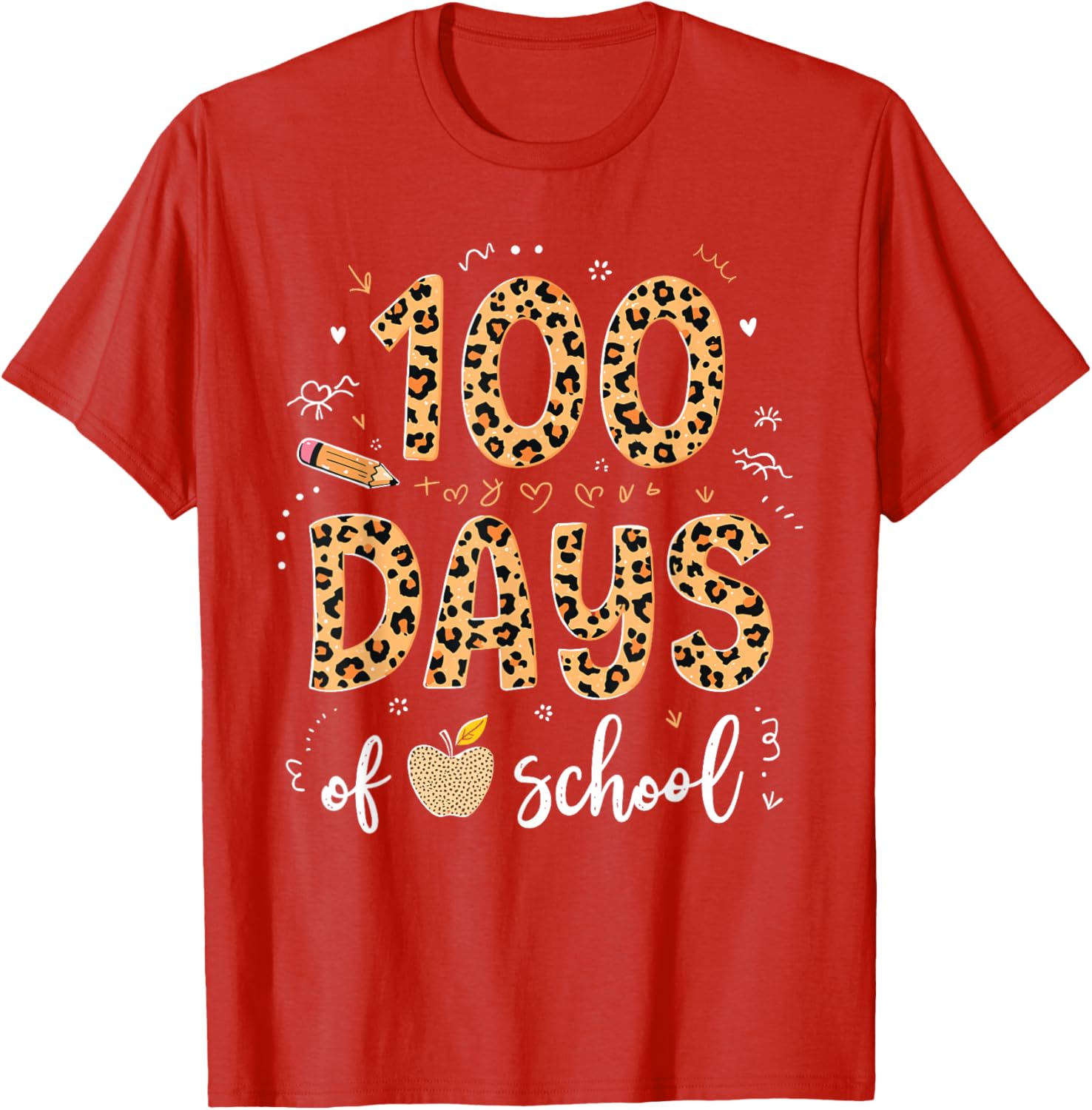 100 Days of School Leopard Print T-Shirt for Kids and Teachers - 2