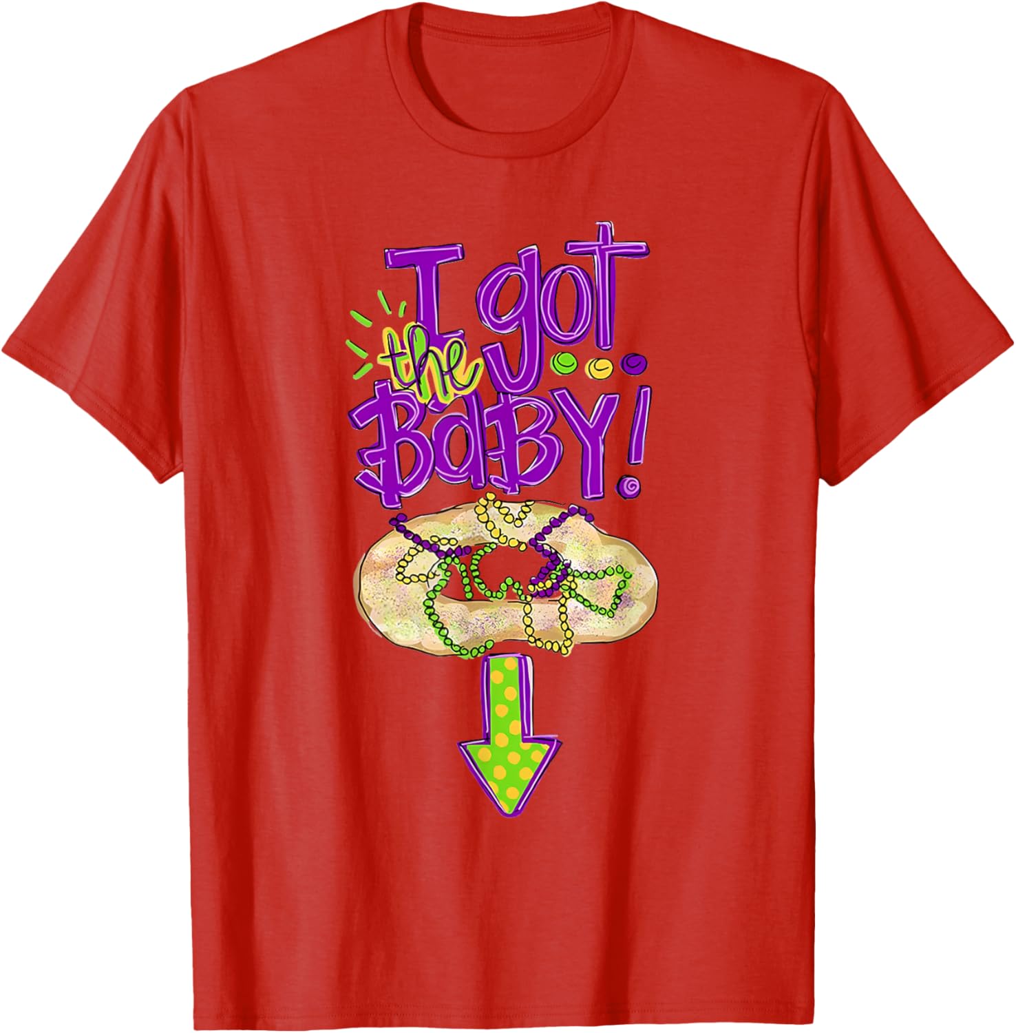 Baby Mardi Gras King Cake Reveal T-Shirt for New Orleans Celebrations - 13