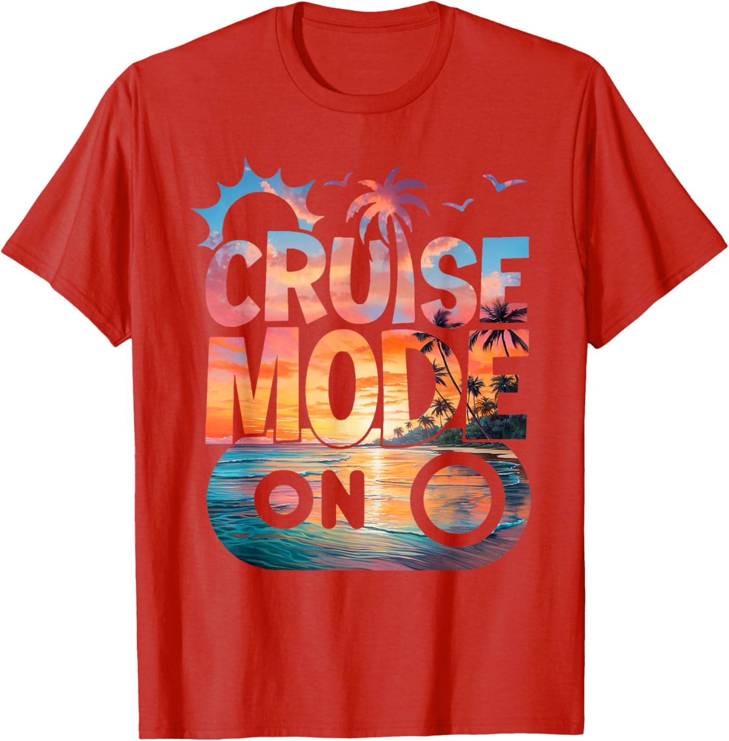 Cruise Mode On Tropical Sunset Family T-Shirt for Fun Vacation Vibes - 4