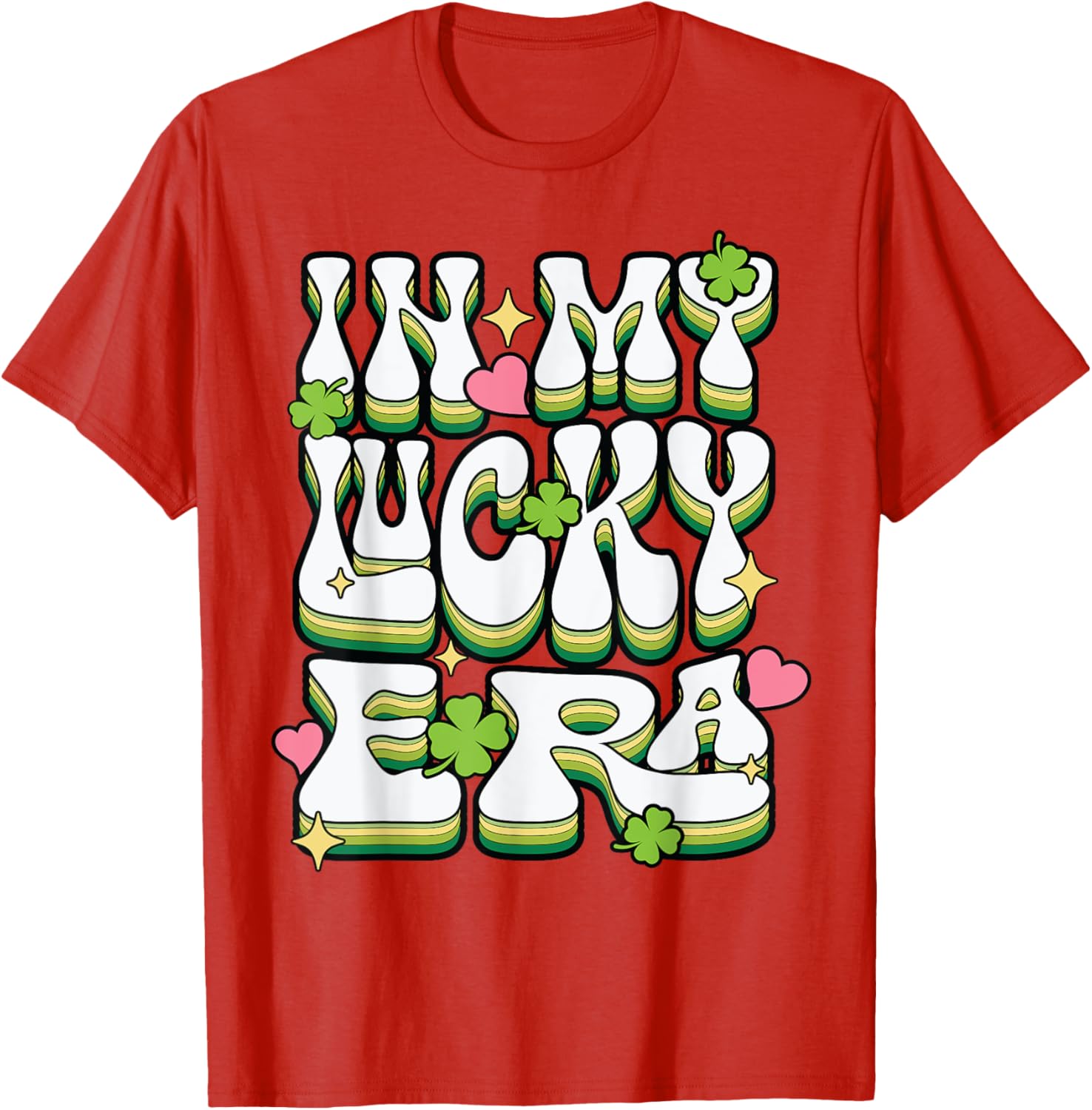 St Patricks Day Lucky Era Funny Irish Shamrock Groovy T-Shirt - 13