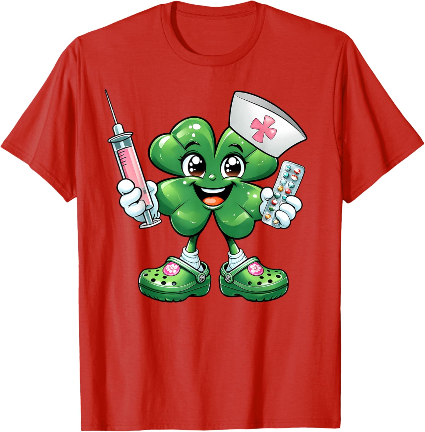 Saint Pattys Scrub T-Shirt for Nurses with Shamrock Design - Women's Apparel - 15