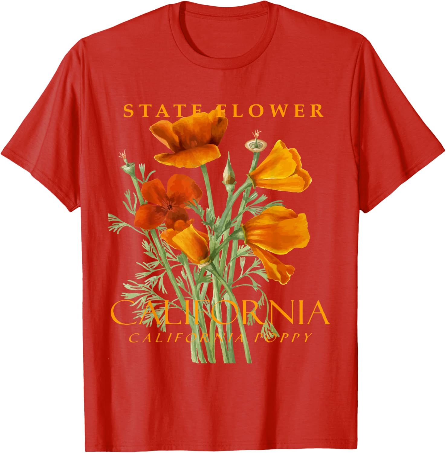 California Poppy T-Shirt for Nature Lovers - Stylish Floral Apparel - 23