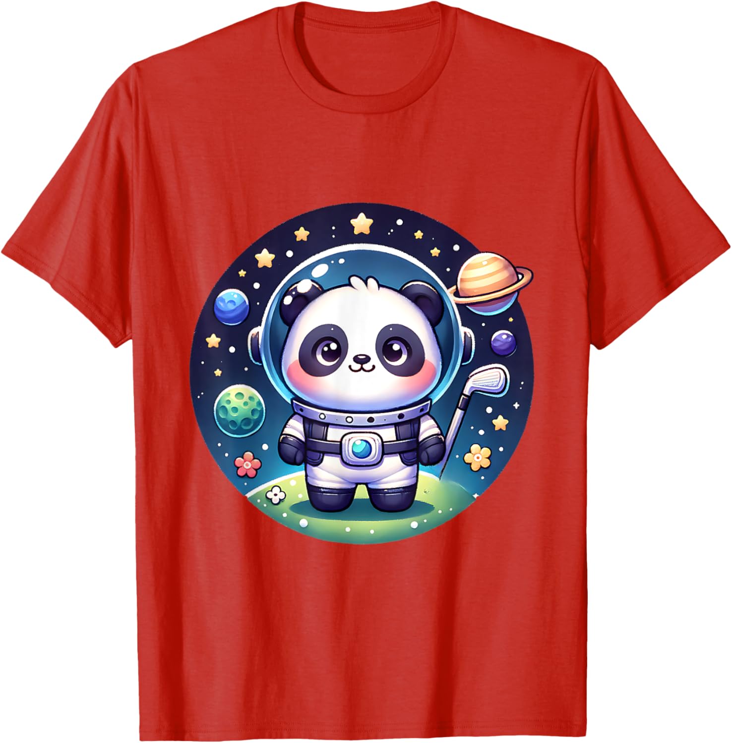 Cosmic Golfer Panda Bear Astronaut T-Shirt for Golf Lovers - 11