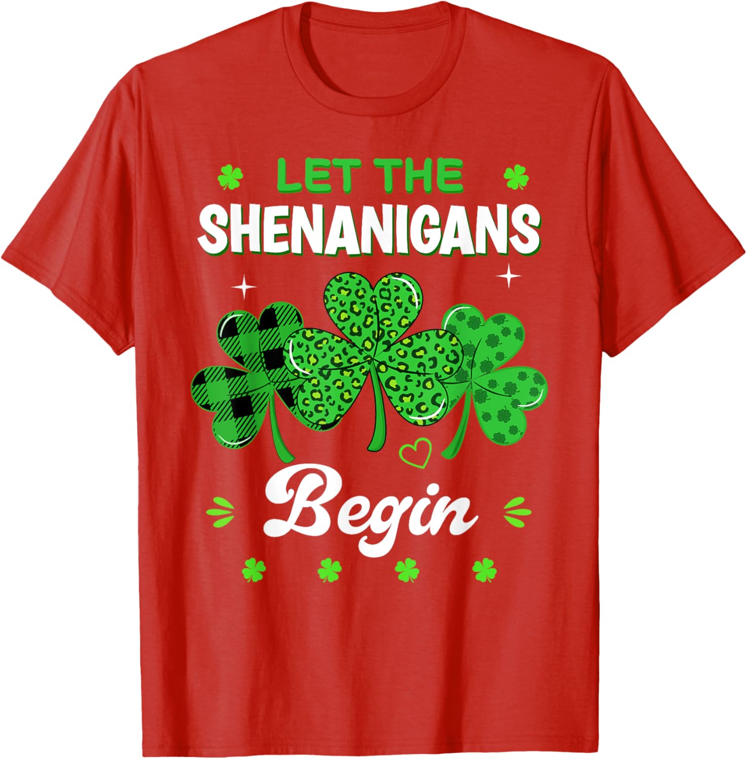St Patricks Day Shamrock Leopard Print T-Shirt for Men and Women - 4