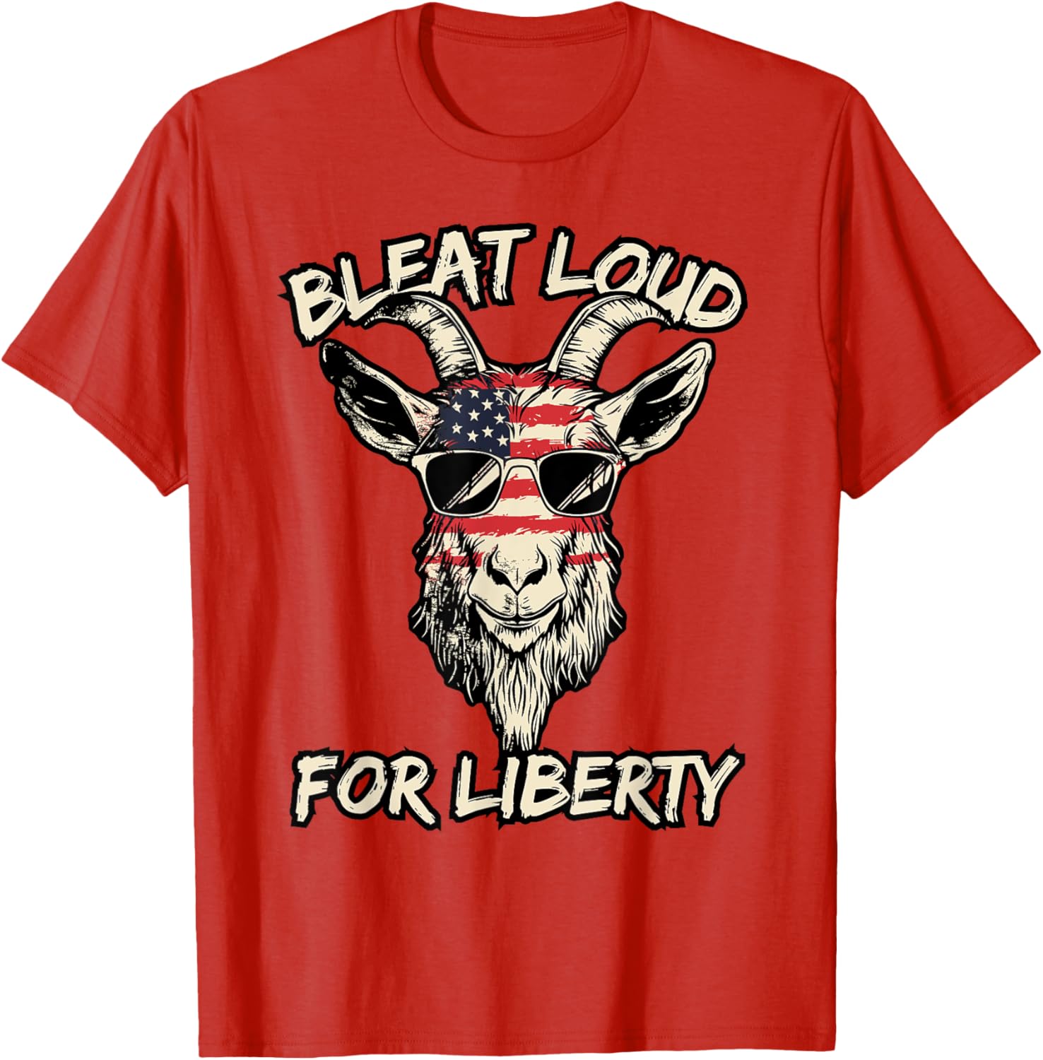 Cool American Goat in Sunglasses USA Flag T-Shirt for Patriotic Style - 6