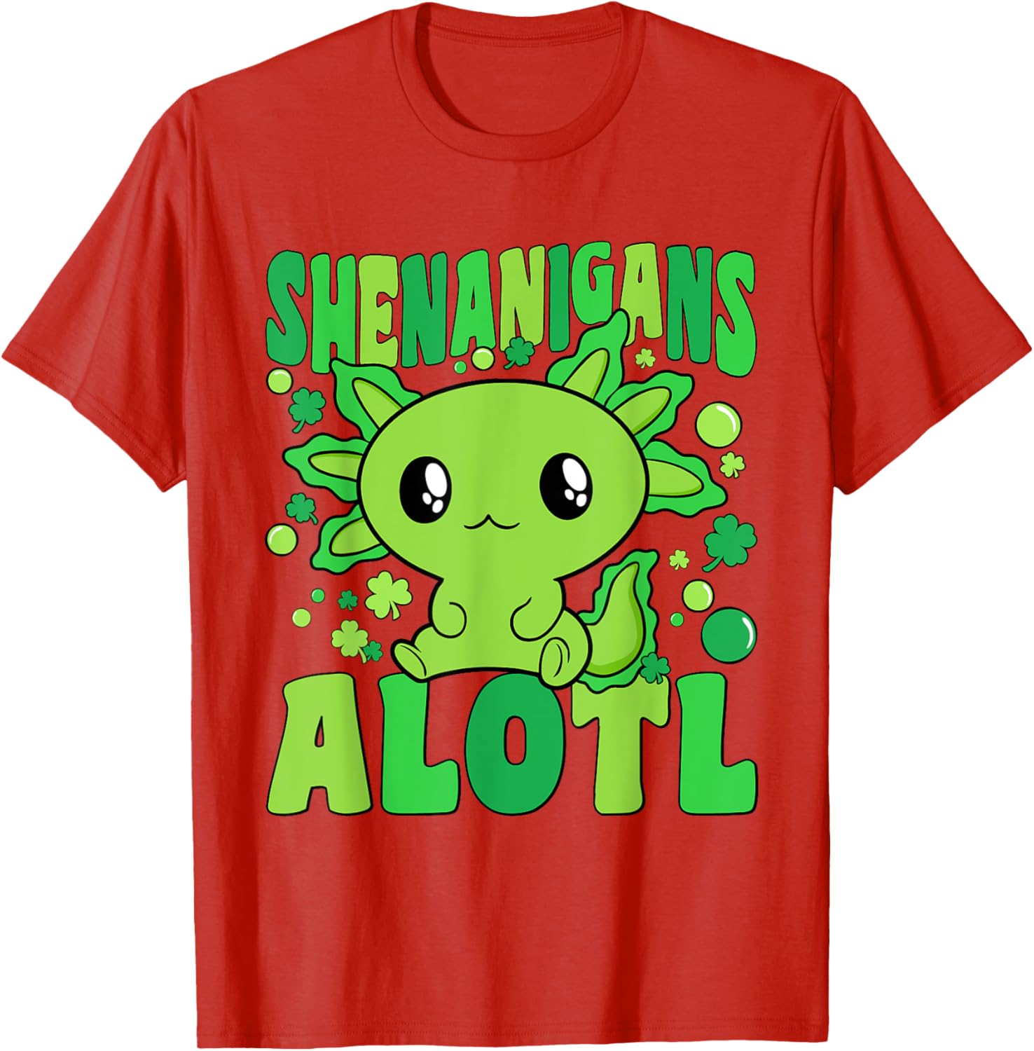 Cute Axolotl St Patricks Day T-Shirt for Kids - Fun Alotl Design - 7
